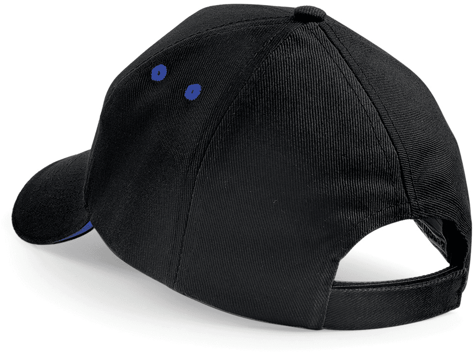 Casquette homme Ultimate à 5 panneaux sandwich contrasté — coloris Black / Bright Royal (Noir)