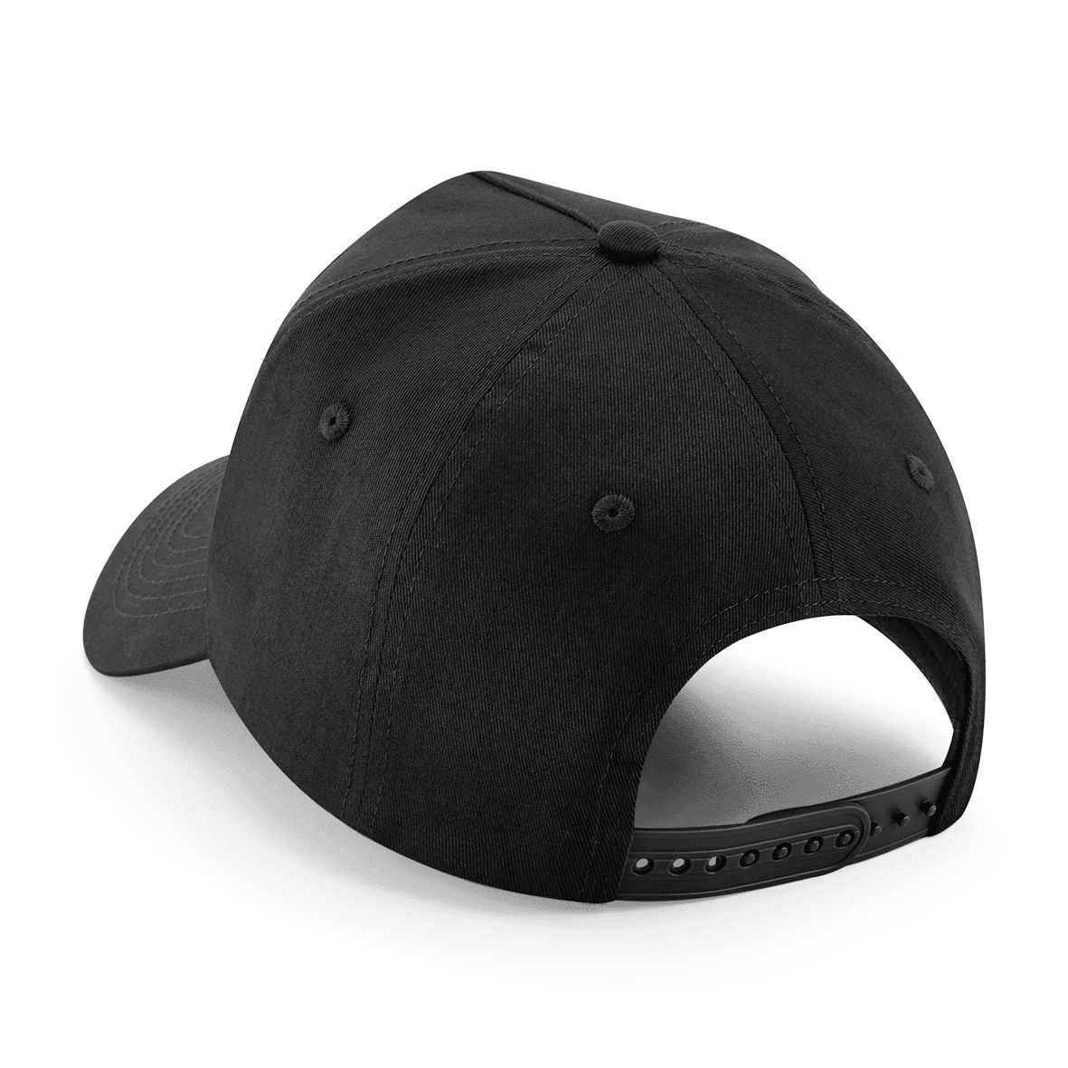 Casquette 5 panneaux avec patch amovible — coloris Black (Noir)