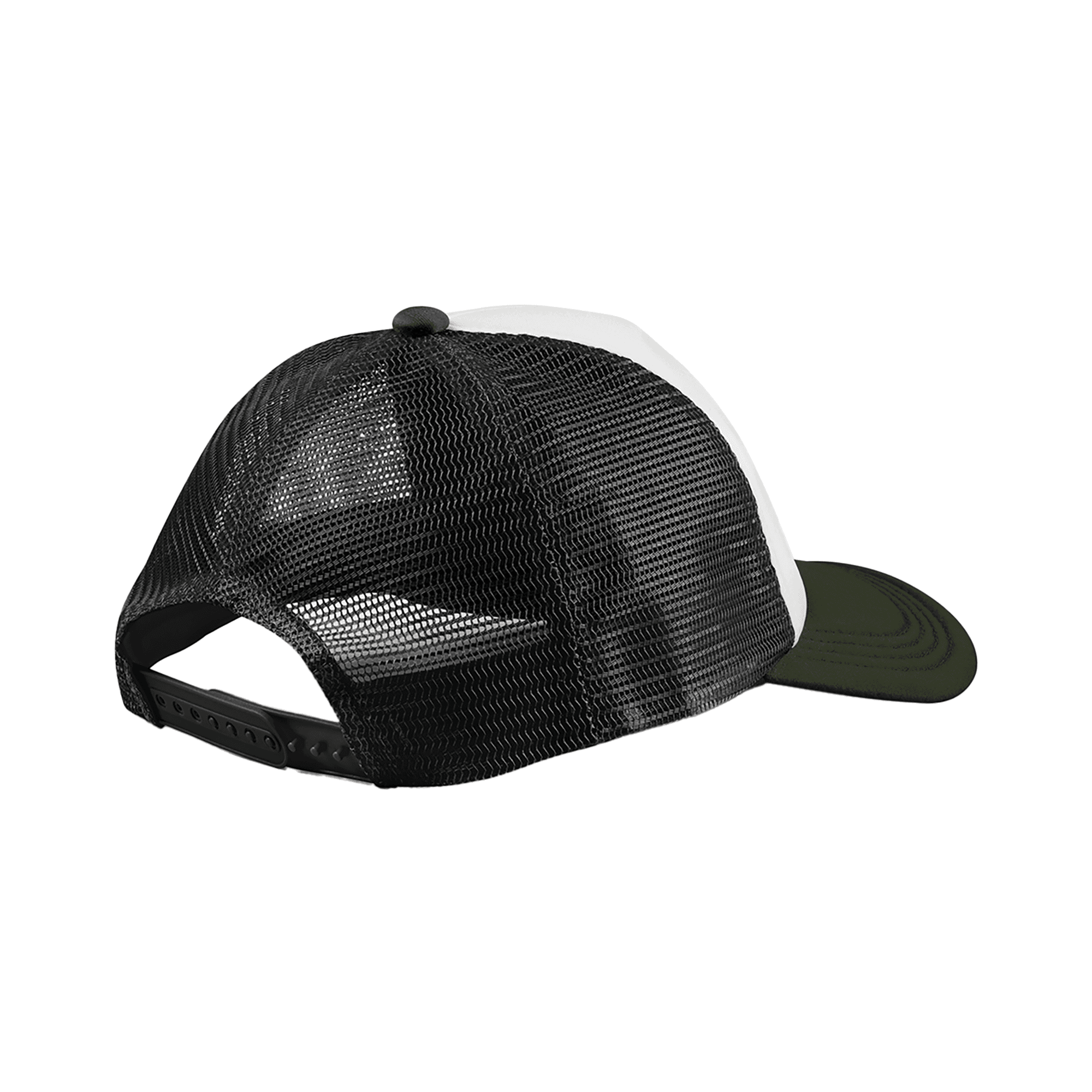 Casquette trucker 5 panneaux multicolor — coloris Black / Dark Olive (Noir)