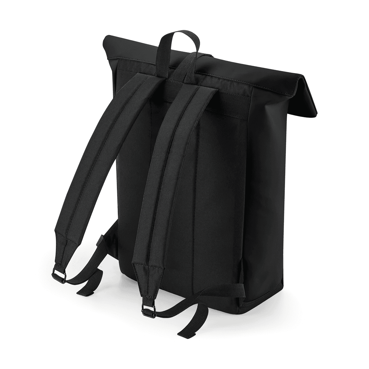 Sac à dos avec rabat roll-top en polyuréthane mat — coloris Black (Noir)