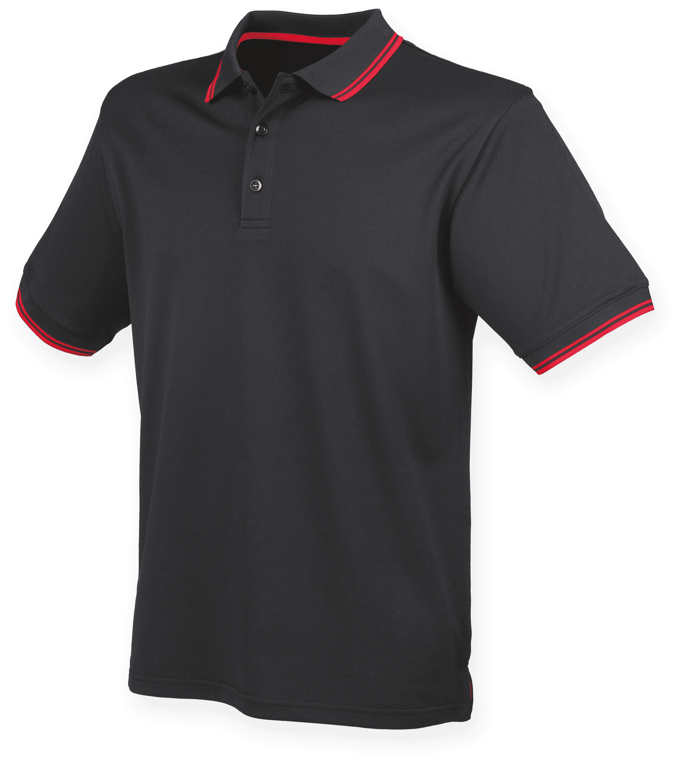 Polo Cool Plus avec liseré — coloris Black / Red (Noir)