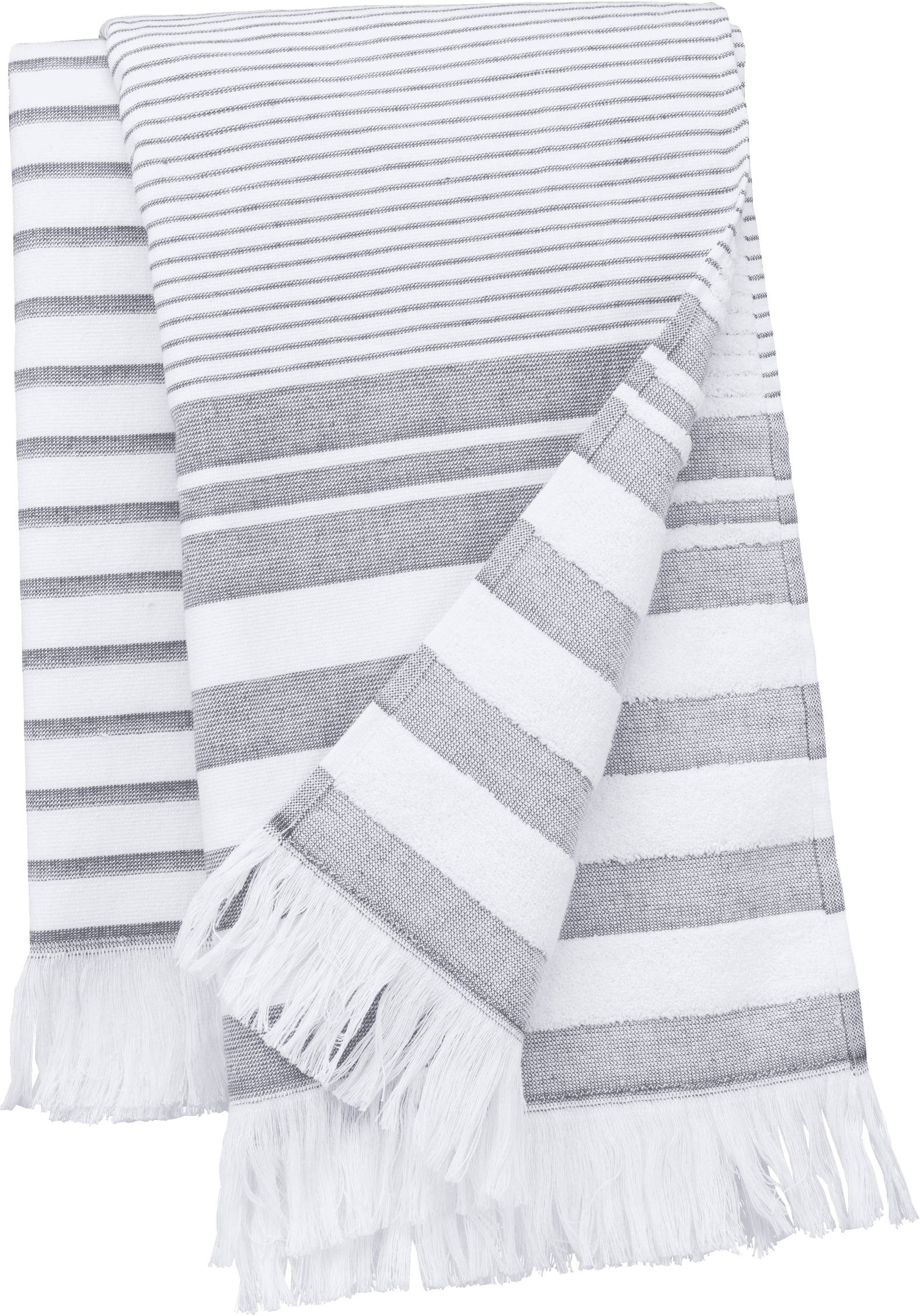 Fouta rayée avec franges — coloris White / Smoke Stripe (Gris)