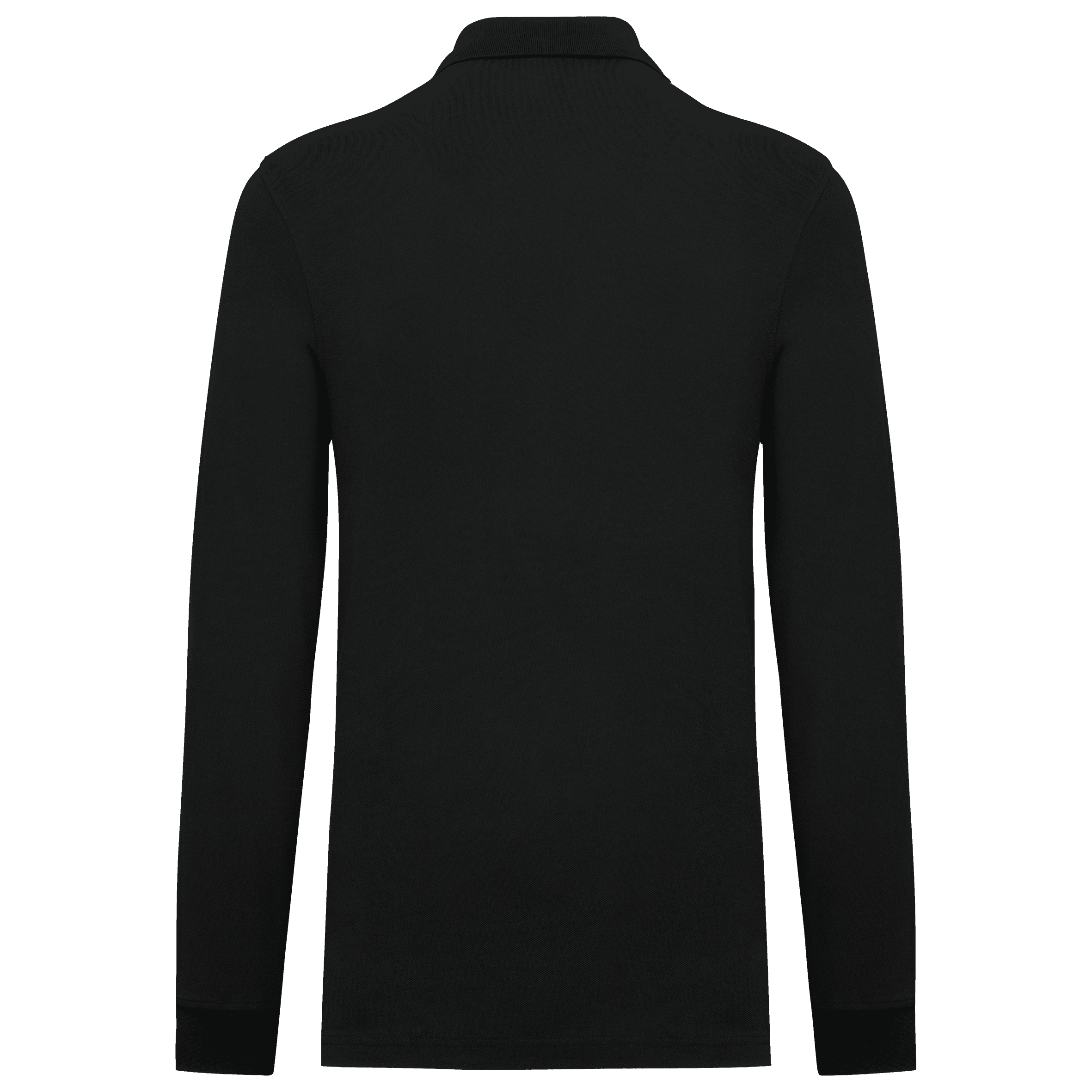 Polo piqué manches longues Bio180 homme — coloris Black (Noir)
