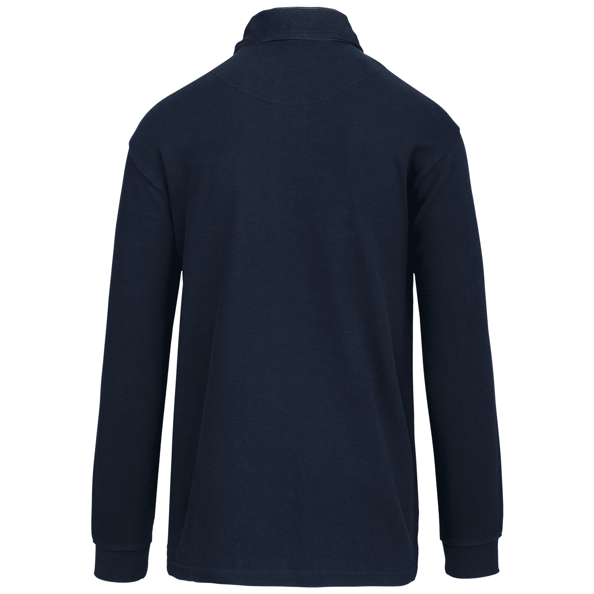 French rib > polo côtelé manches longues — coloris Navy / Jean (Bleu)