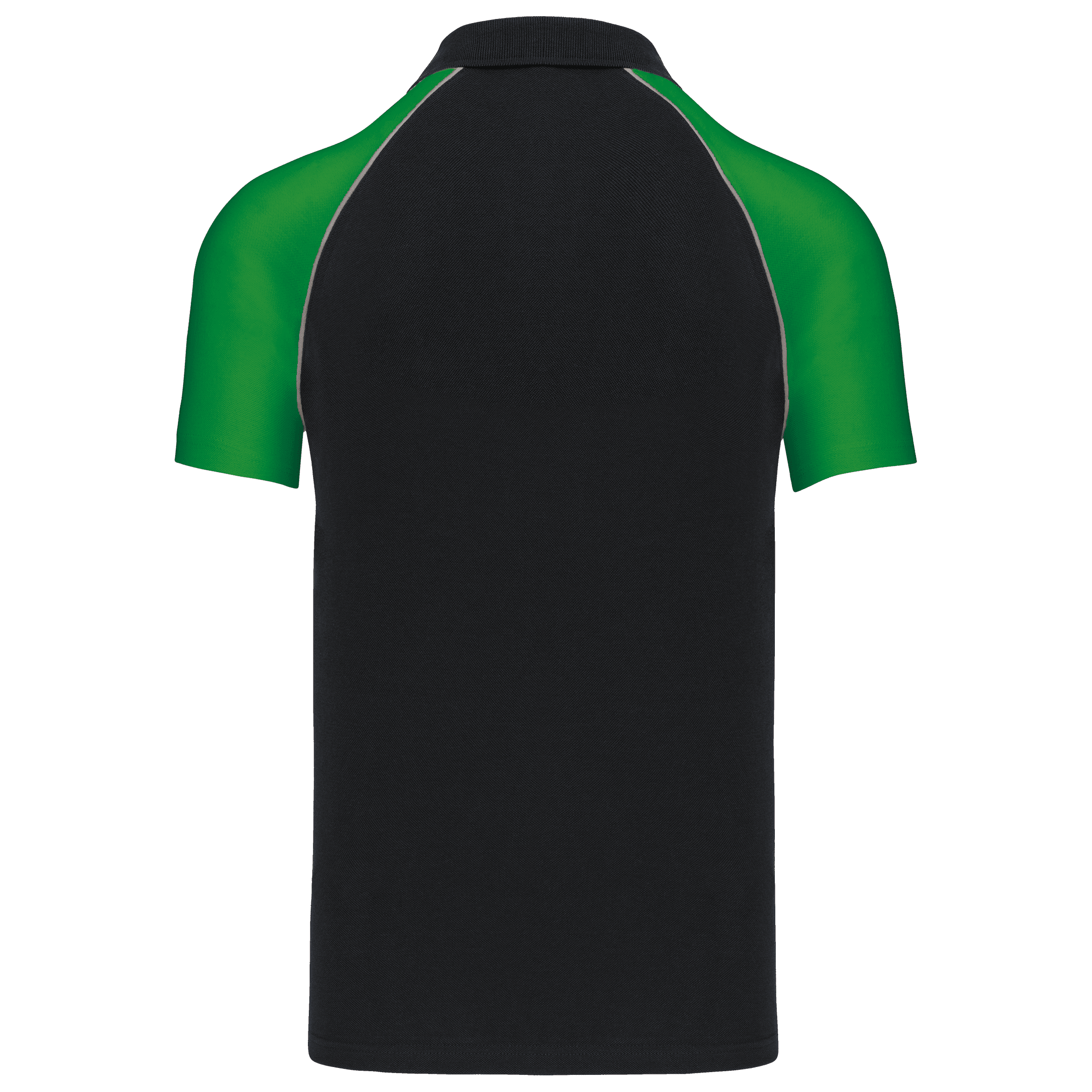 Polo baseball manches courtes — coloris Black / Green (Noir)