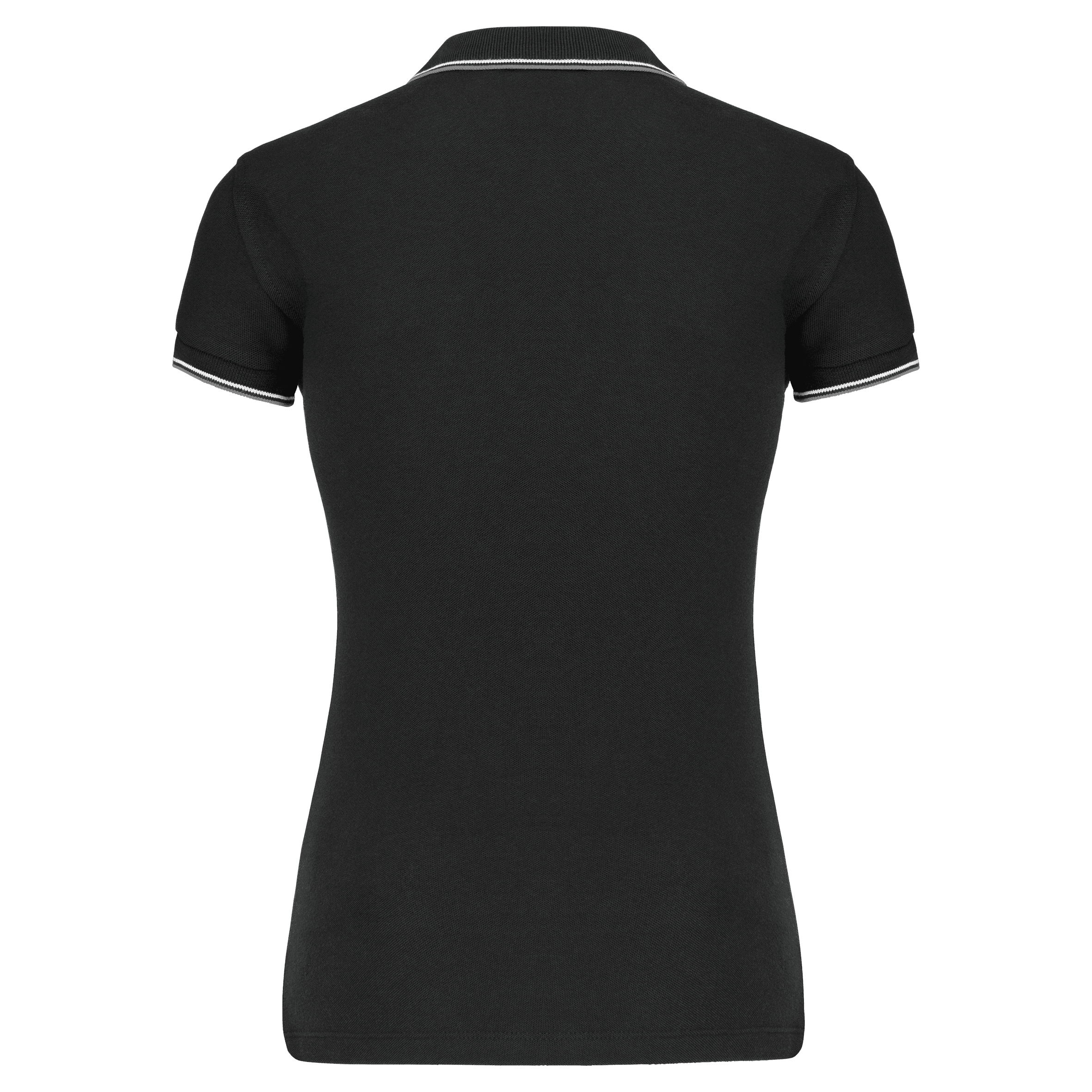 Polo manches courtes femme — coloris Black / Light Grey / White (Noir)