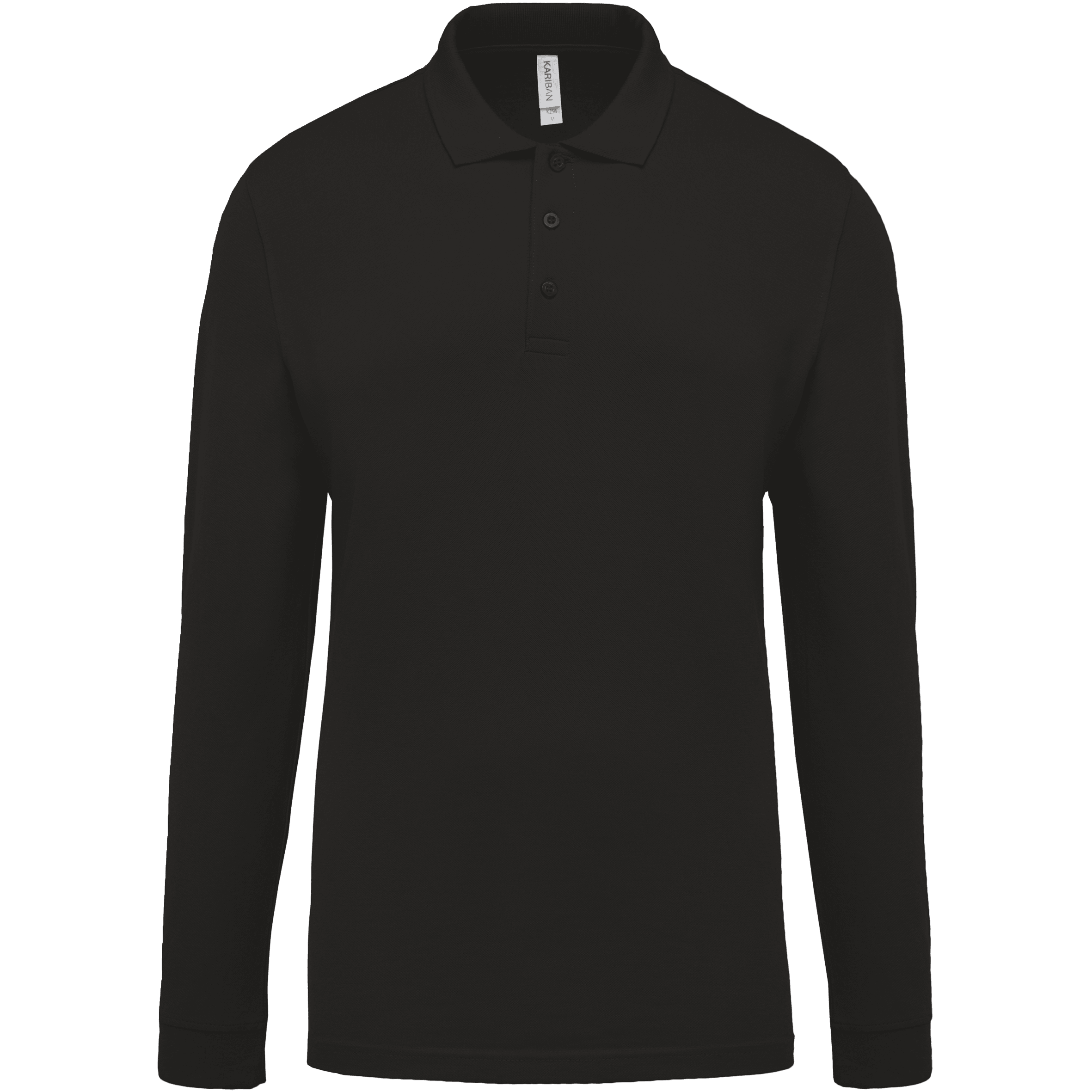 Polo piqué manches longues homme — coloris Black (Noir)