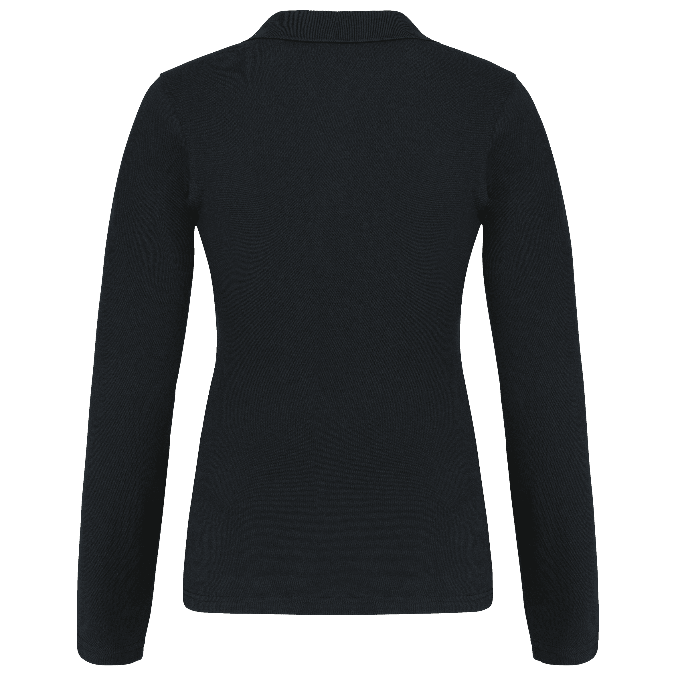 Polo piqué manches longues femme — coloris Black (Noir)