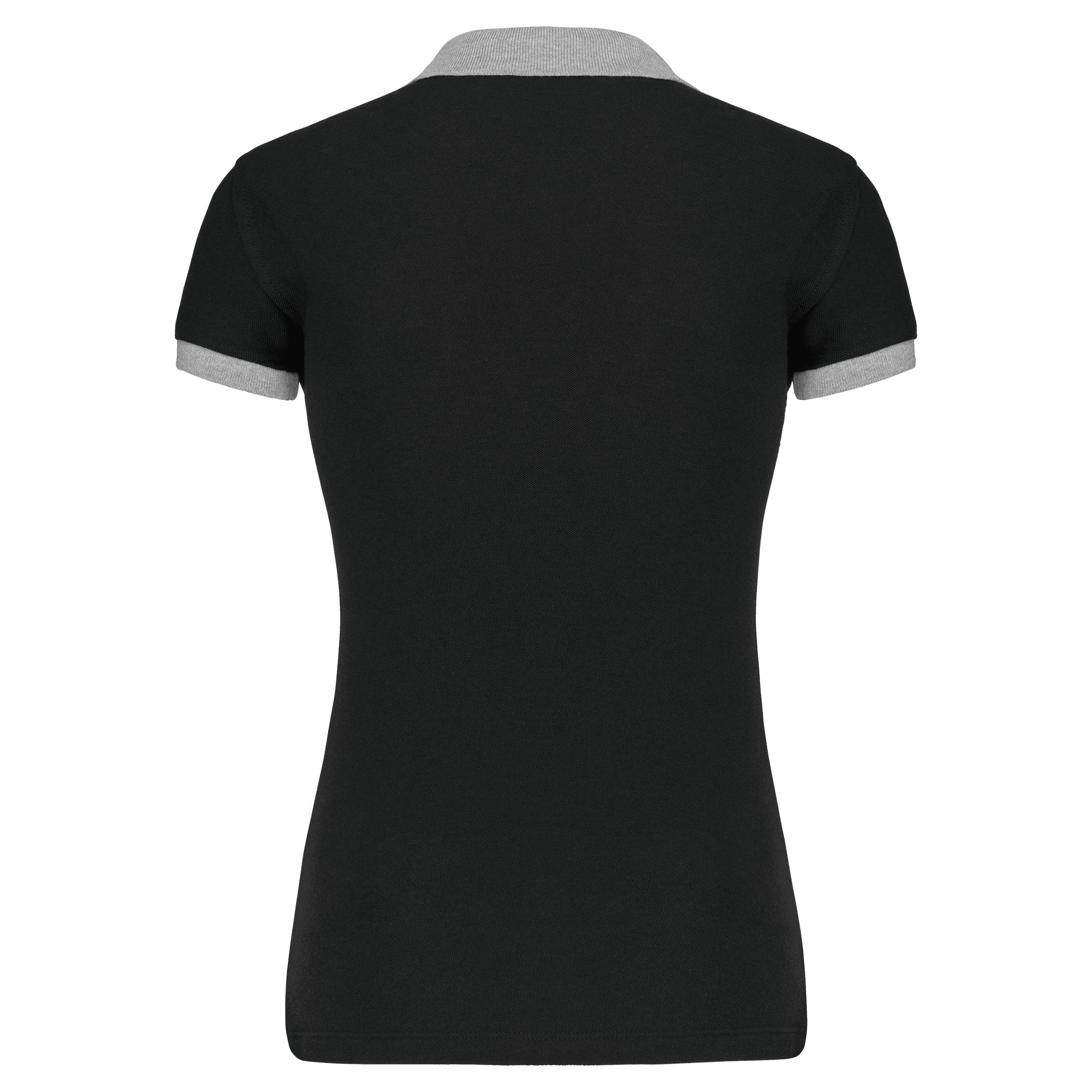 Polo piqué bicolore femme — coloris Black / Oxford Grey (Noir)
