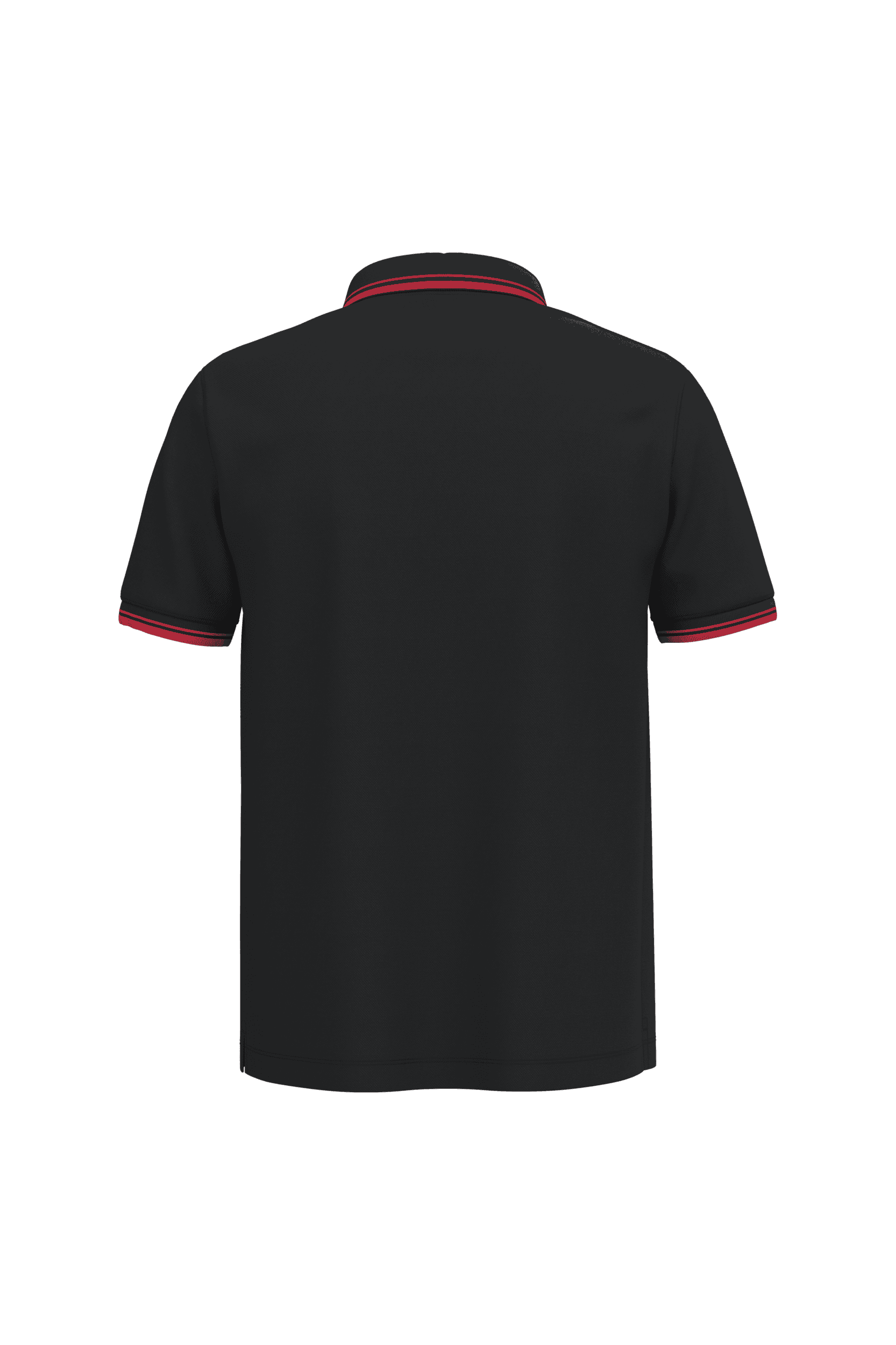 Polo homme manches courtes à liserés contrastés — coloris Black / Red (Noir)