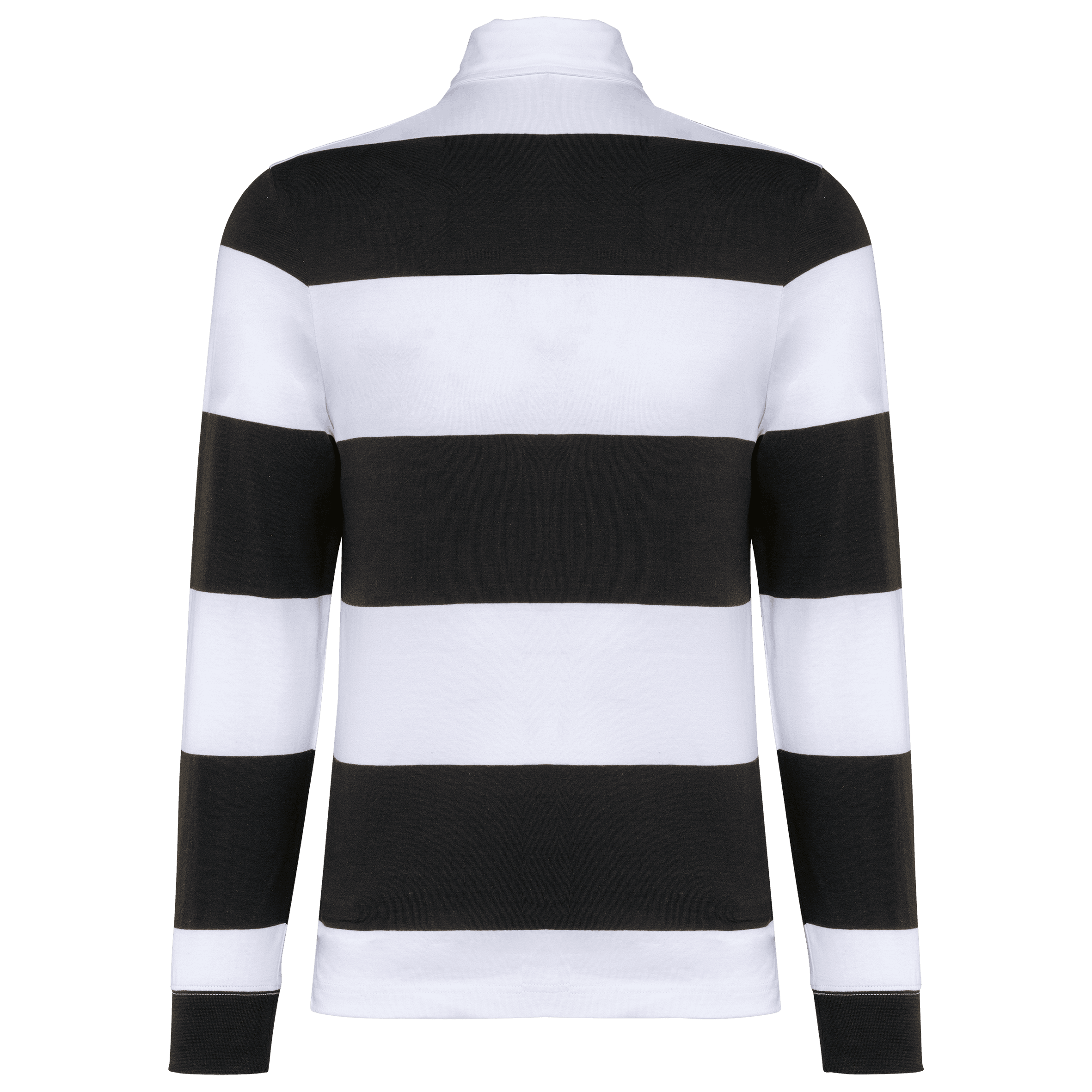 Polo rugby rayé manches longues unisexe — coloris Black / White Stripes (Noir)