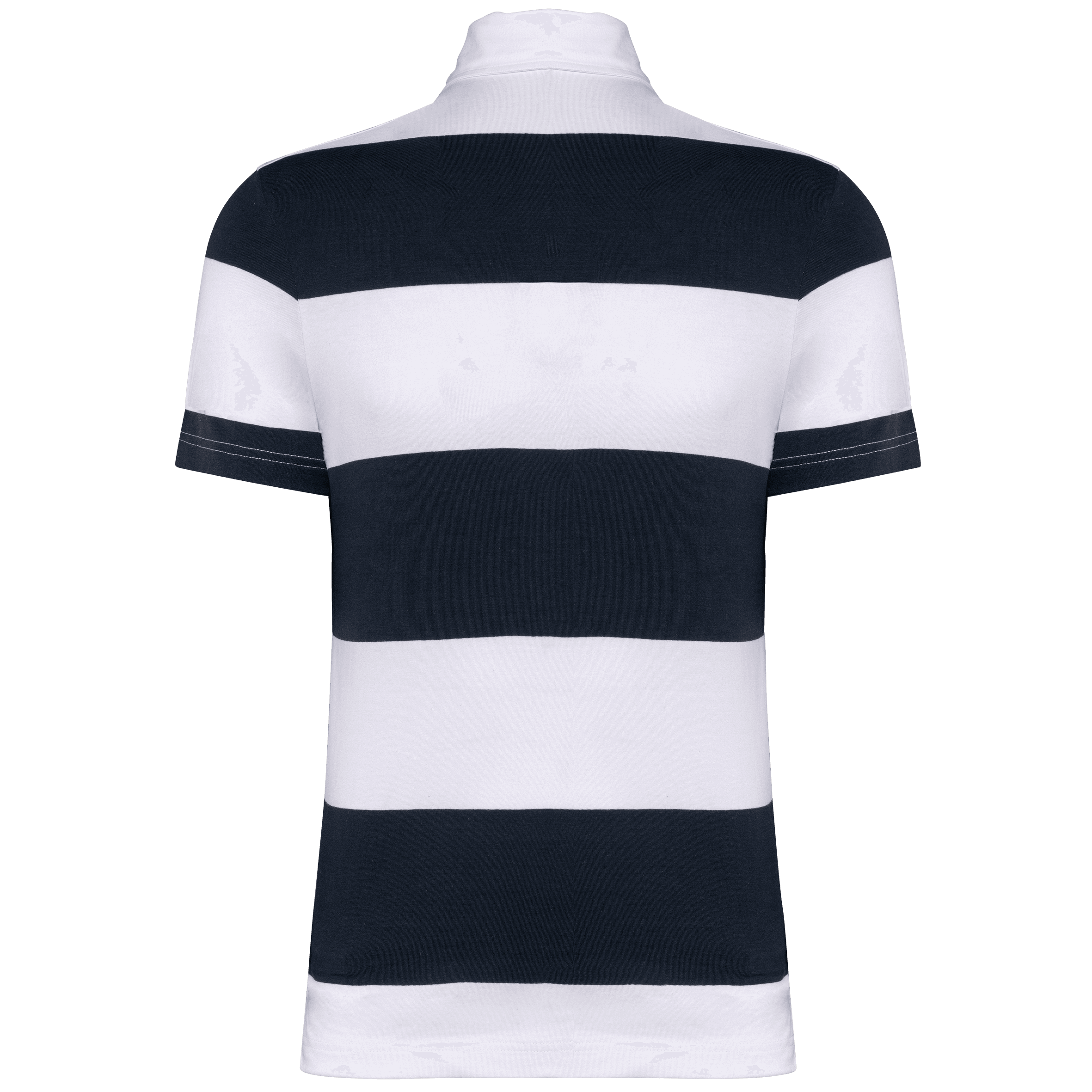 Polo rugby rayé manches courtes unisexe — coloris Navy / White Stripes (Bleu)