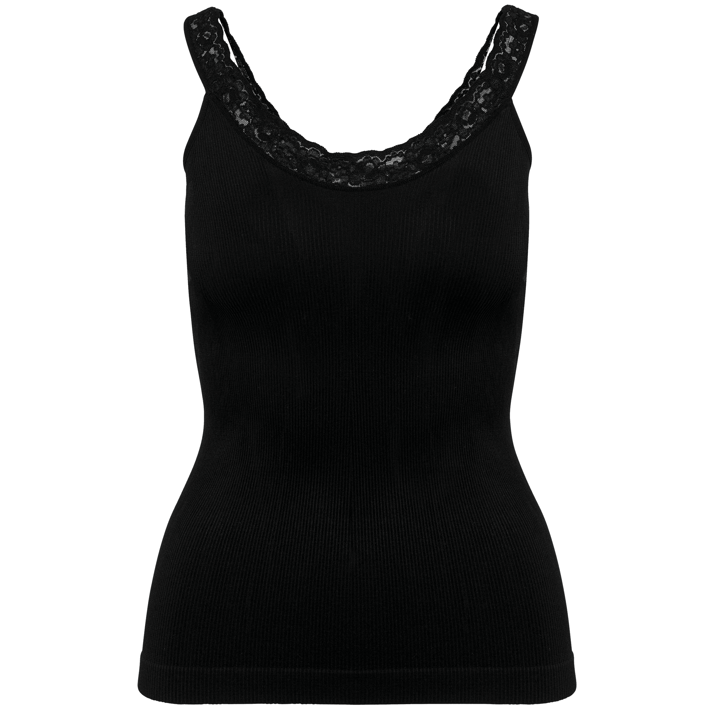 Débardeur écoresponsable sans couture avec dentelle — coloris Black (Noir)