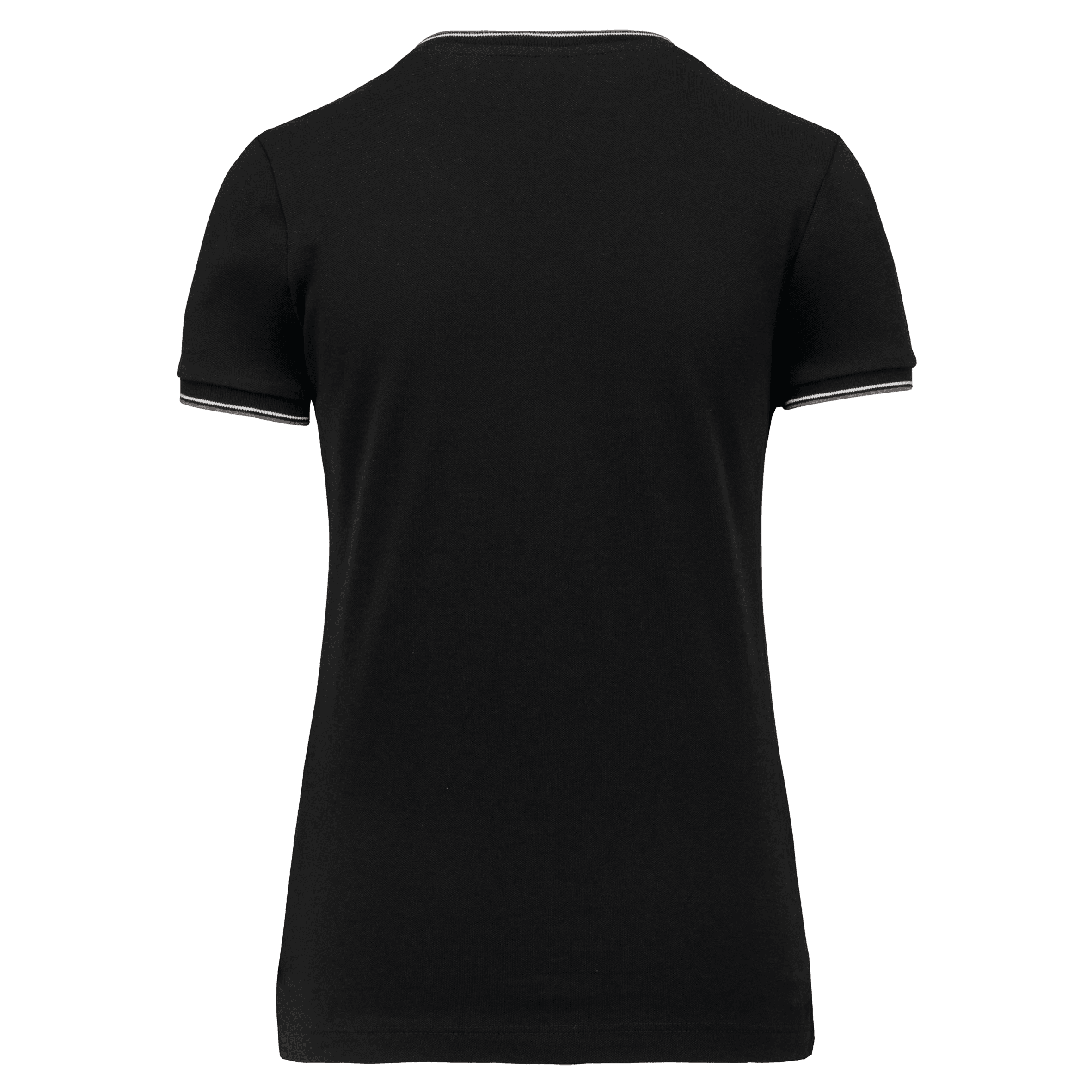 T-shirt maille piquée col V femme — coloris Black / Light Grey / White (Noir)