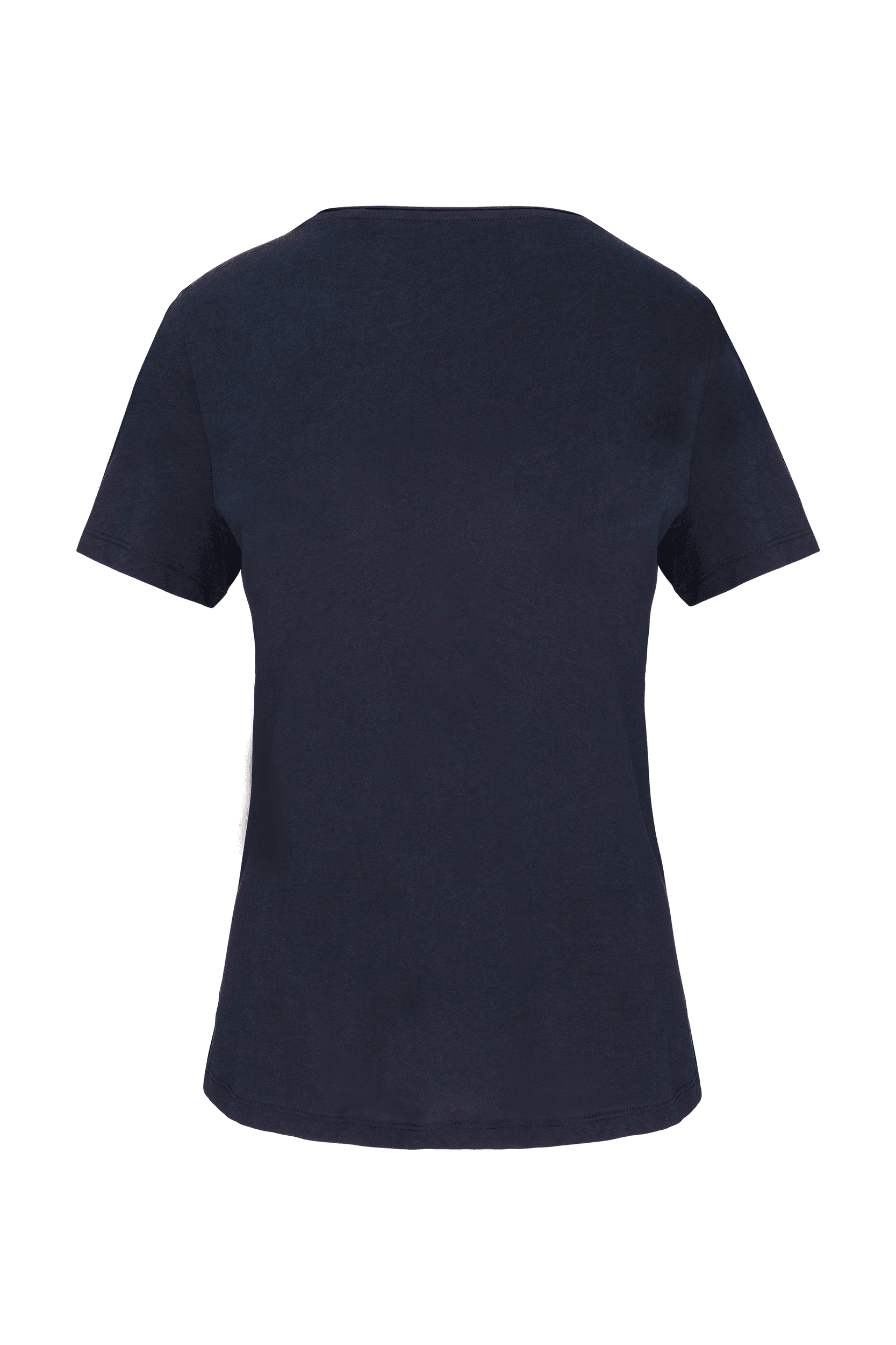 T-shirt Bio col à bords francs manches courtes femme — coloris Navy (Bleu)