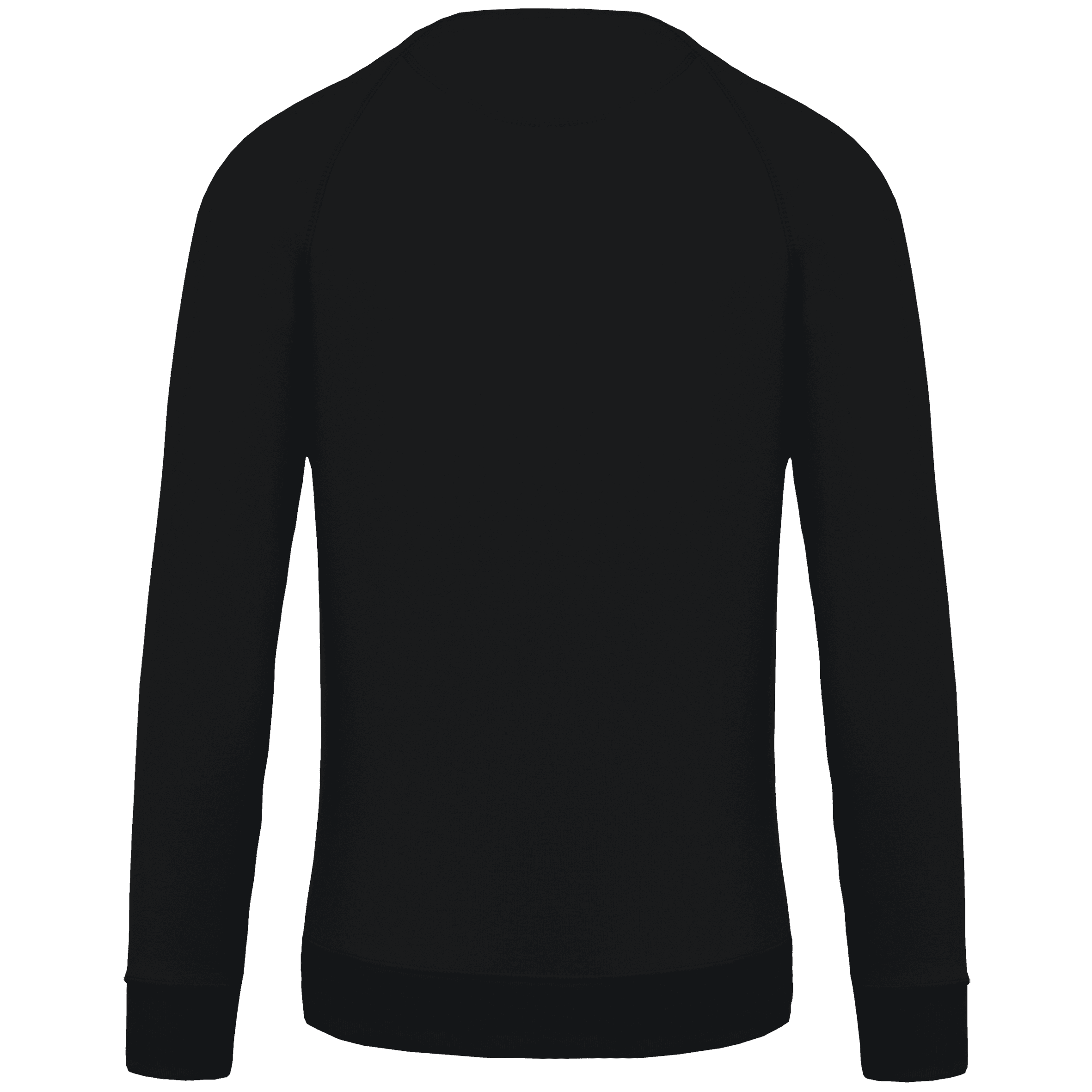 Sweat-shirt Bio col rond manches raglan homme — coloris Black (Noir)