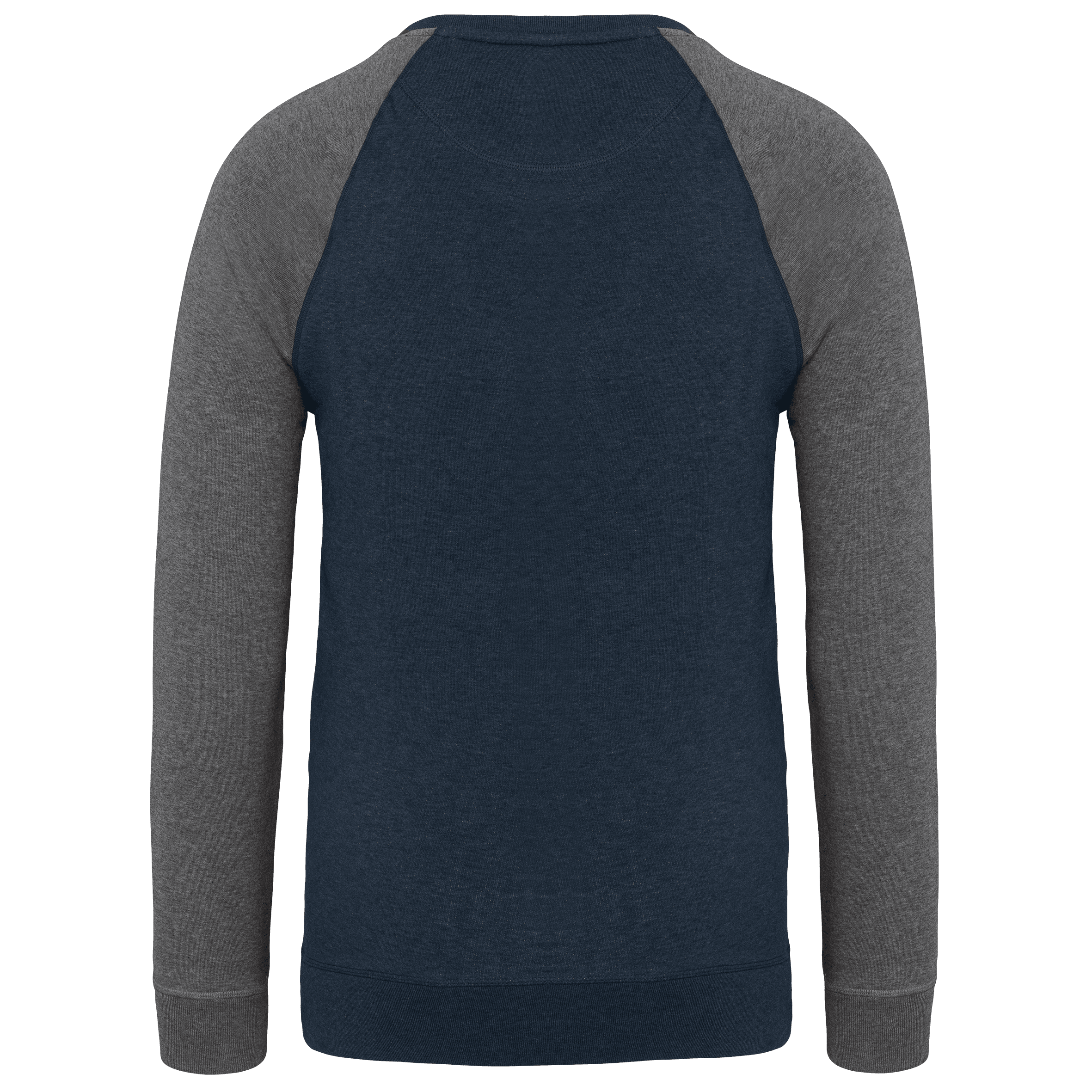 Sweat-shirt French Terry Bio bicolore col rond manches raglan homme — coloris French Navy Heather / Grey Heather (Bleu)