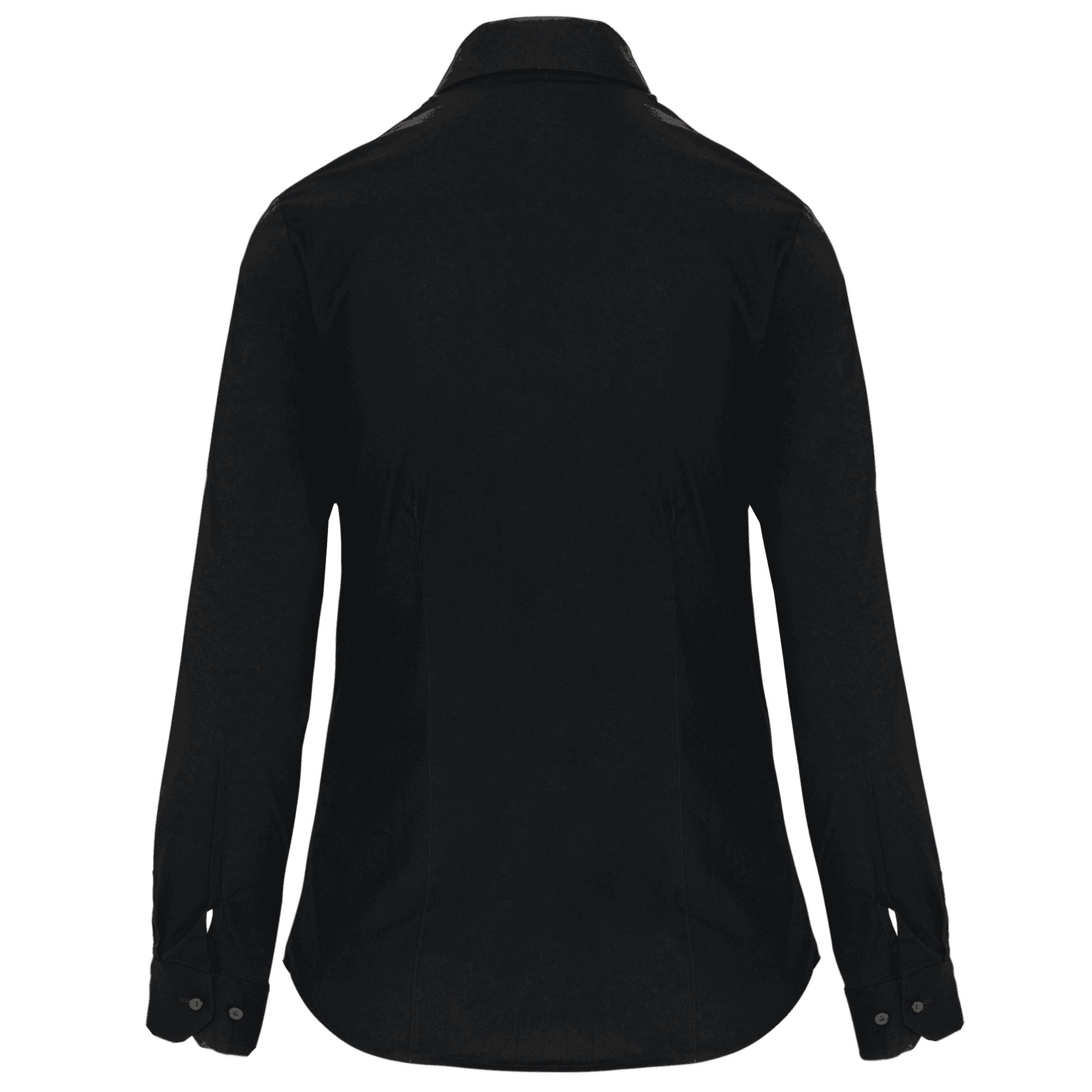 Chemise coton / élasthanne manches longues femme — coloris Black (Noir)