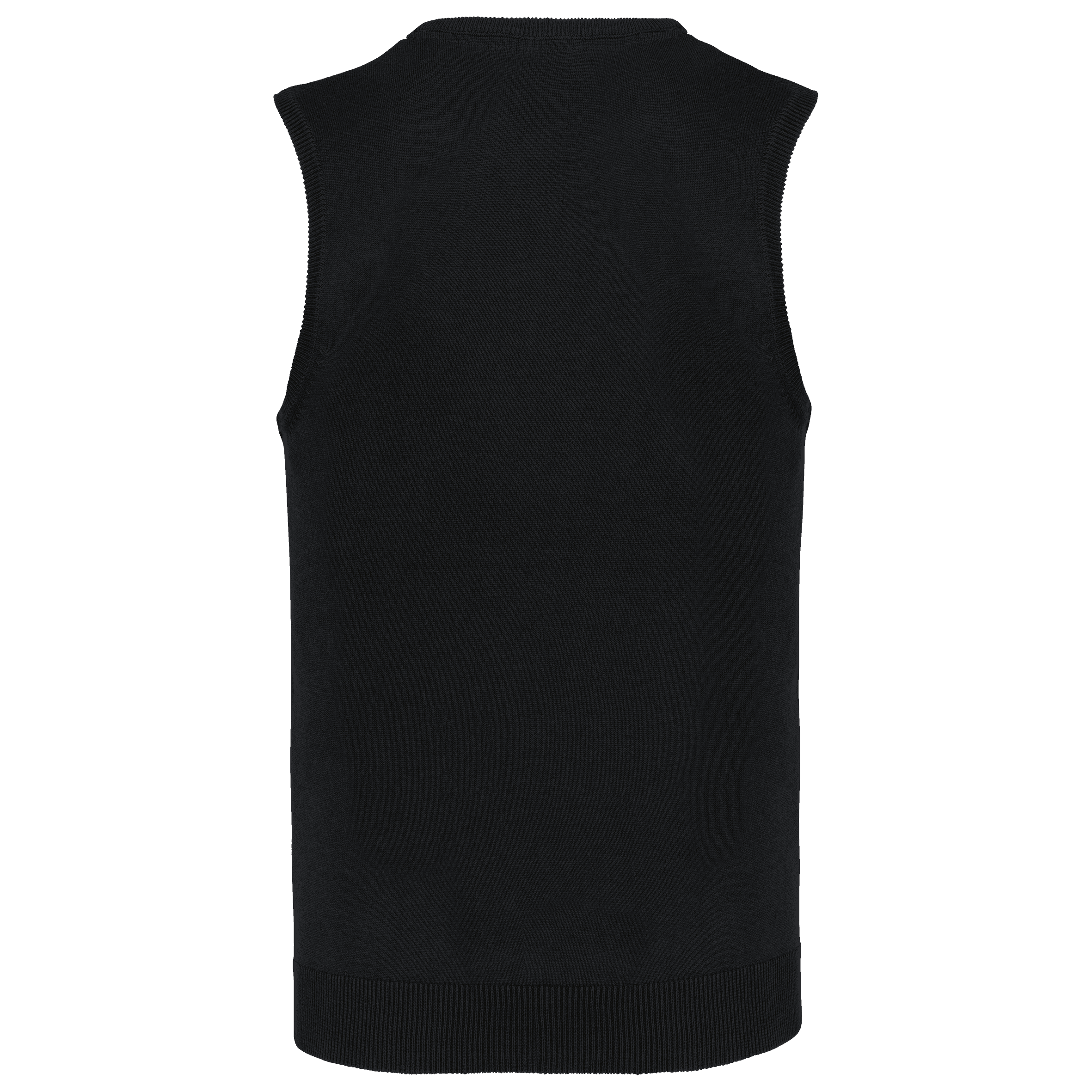 Pull col V sans manches — coloris Black (Noir)