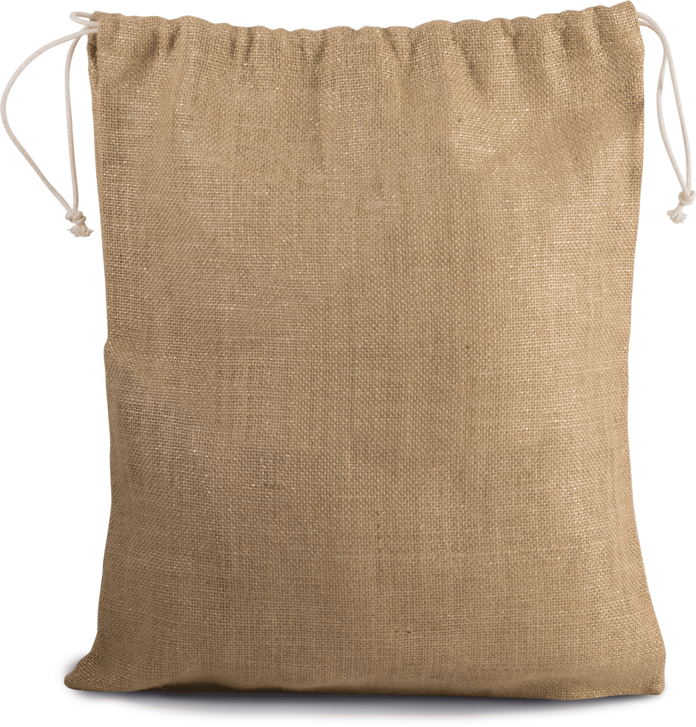 Sac en toile de jute avec cordelettes — coloris Natural / Gold (Beige)