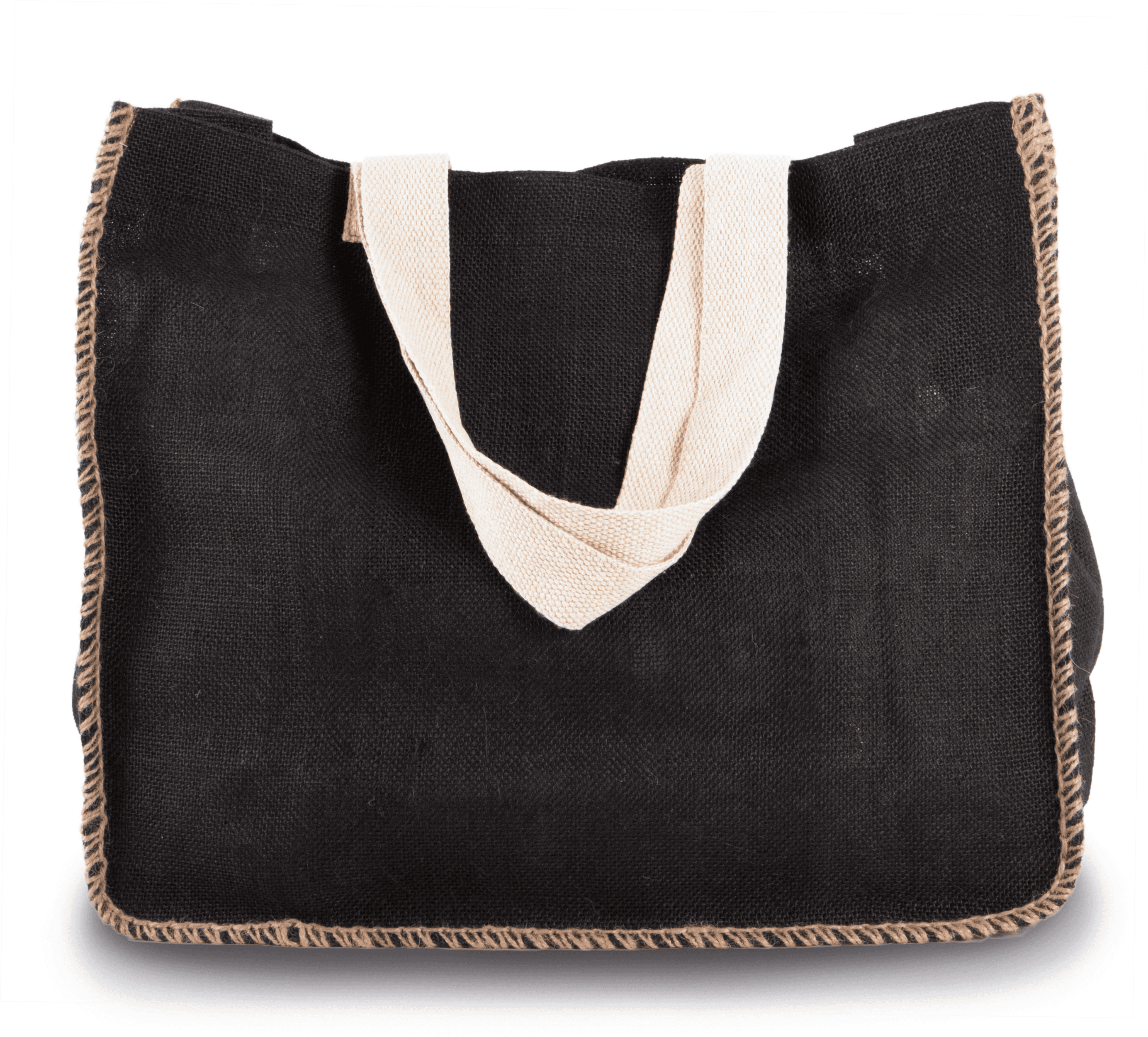 Sac en jute avec coutures contrastées — coloris Black / Natural (Noir)