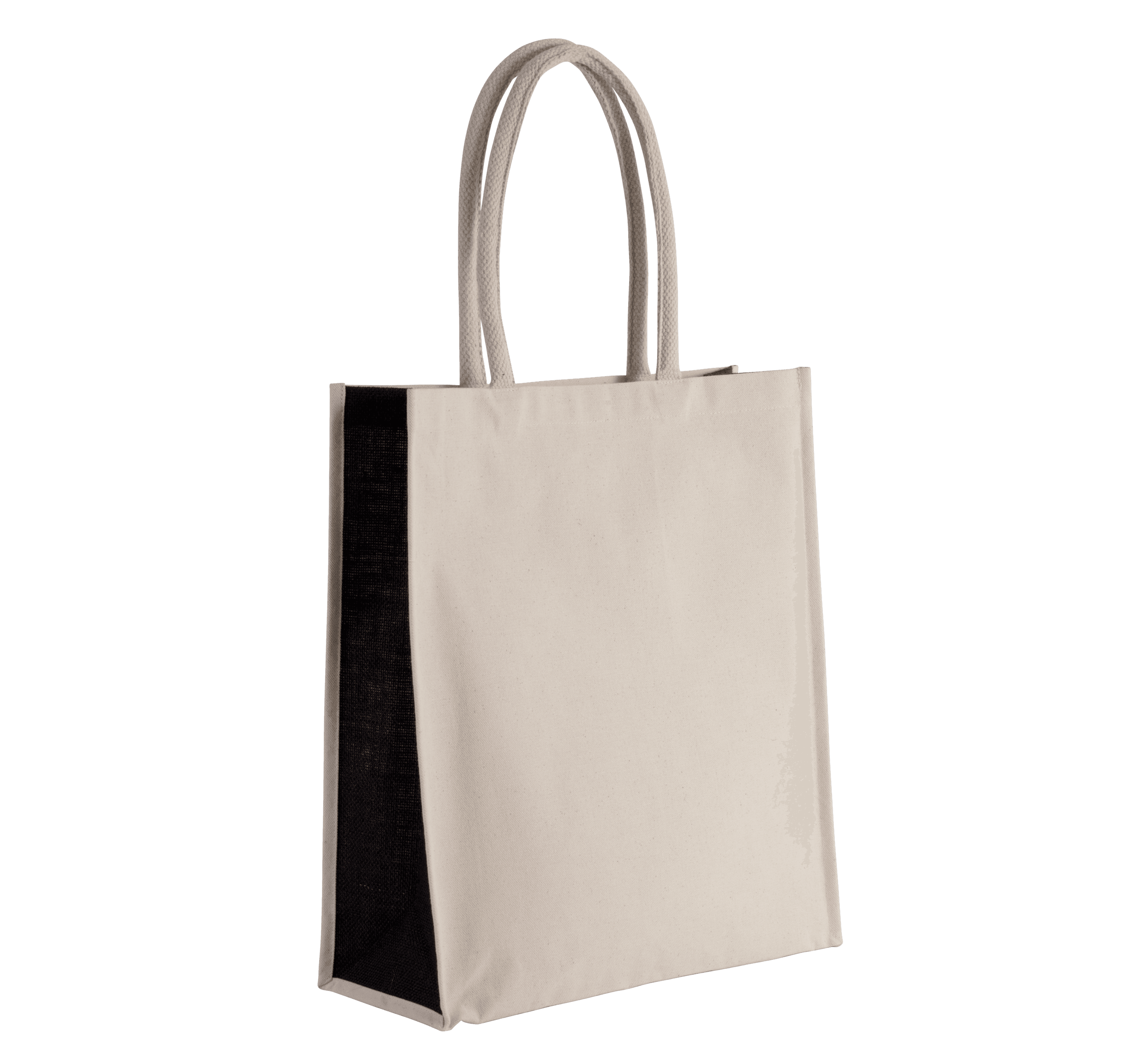 Sac cabas en coton / jute - 23 L — coloris Natural / Black (Beige)
