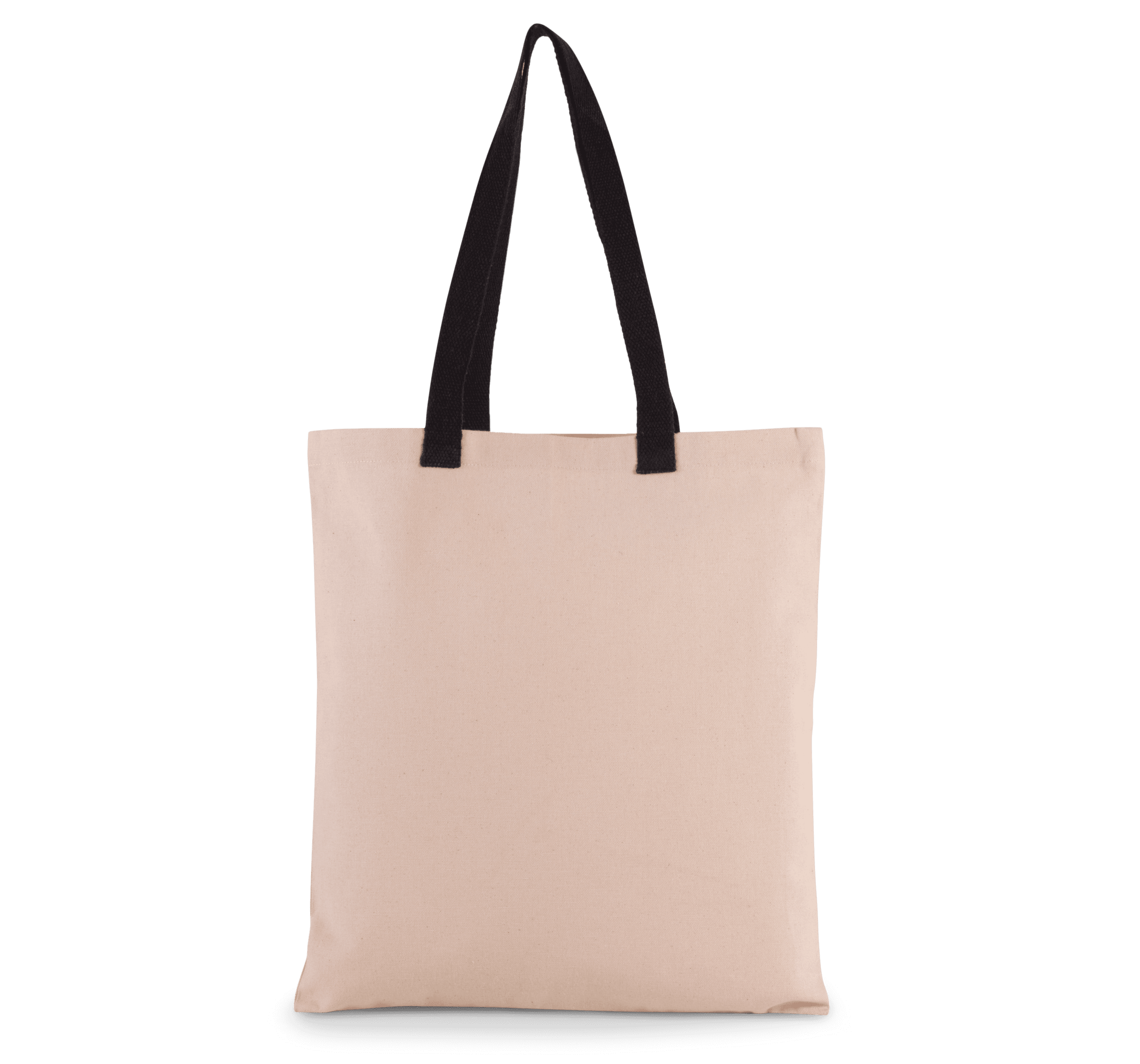 Sac shopping plat en toile avec poignées contrastées — coloris Natural / Black (Beige)