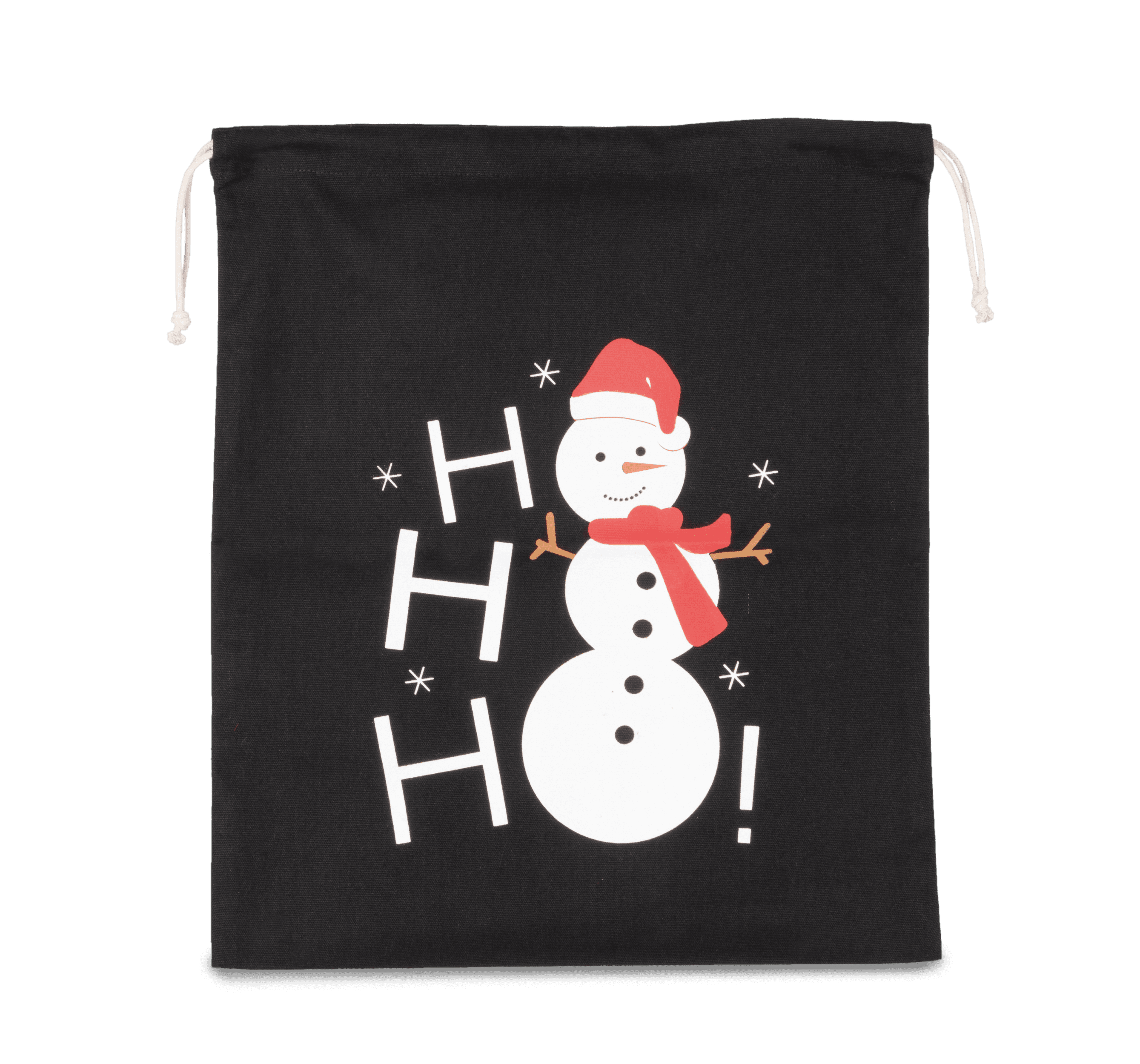 Sac coton à cordon motif bonhomme de neige — coloris Black (Noir)