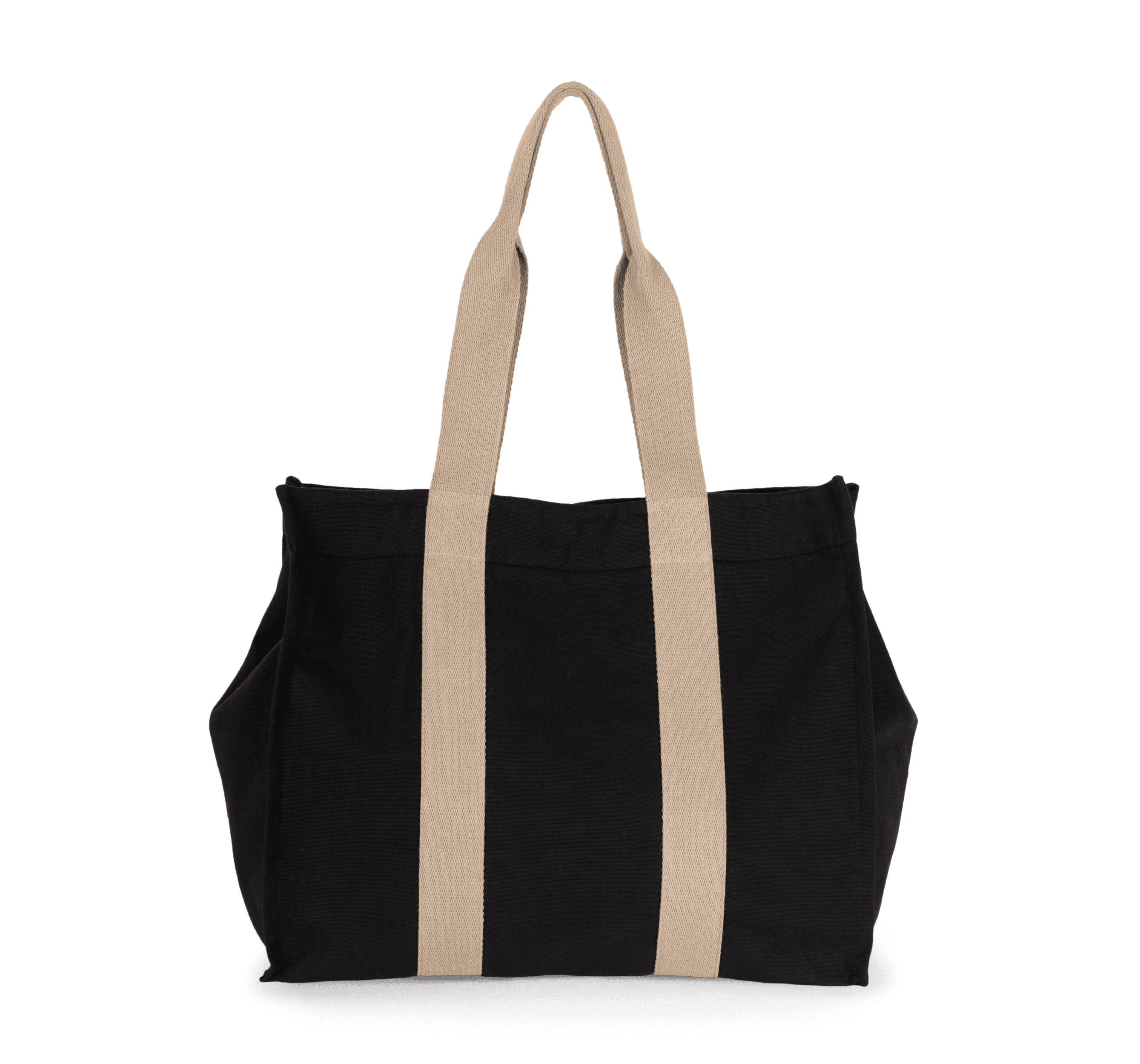 Grand sac shopping à soufflet recyclé — coloris Black Night / Hemp (Beige)