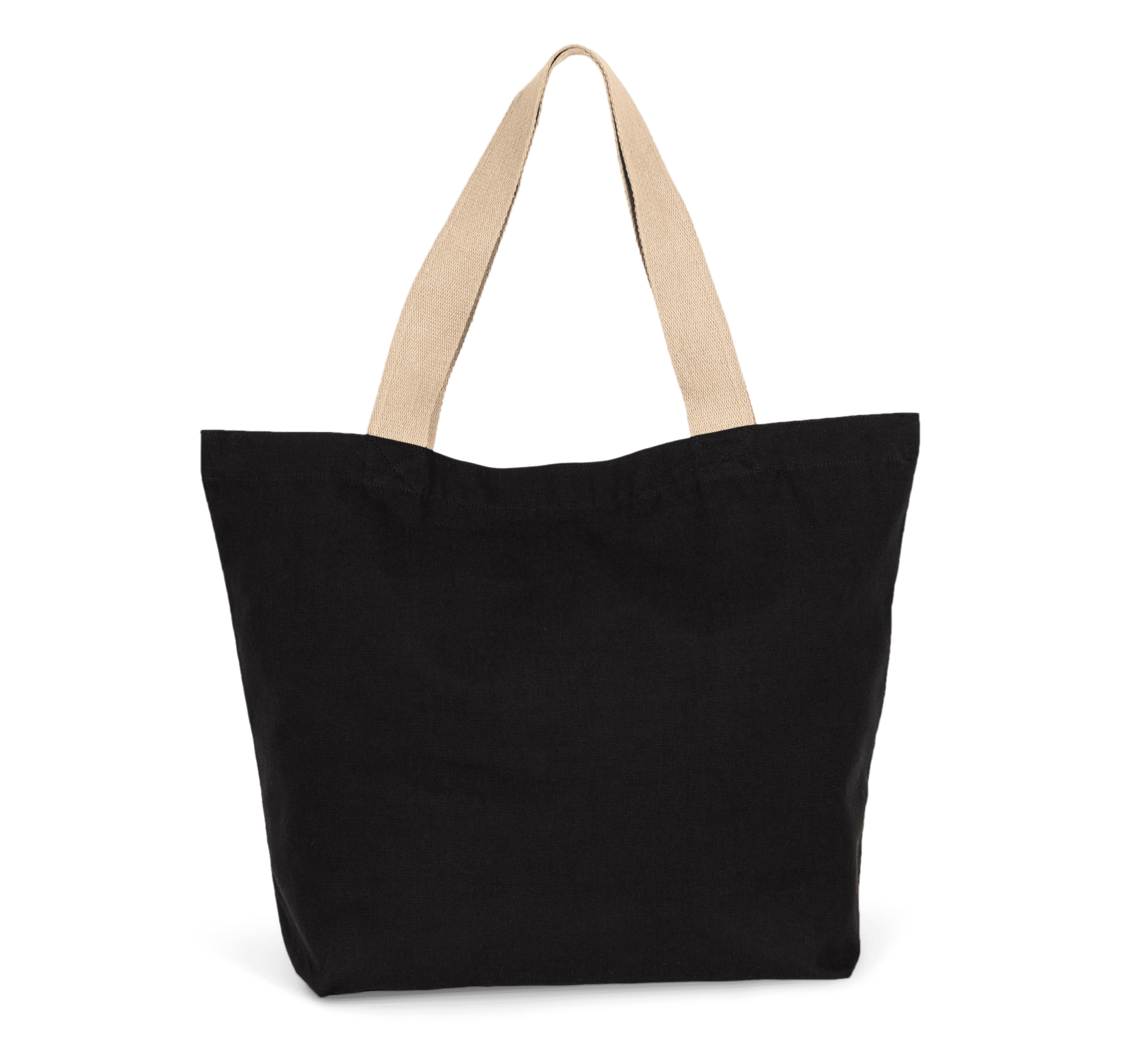 Grand sac shopping recyclé à fond plat — coloris Black Night / Hemp (Beige)