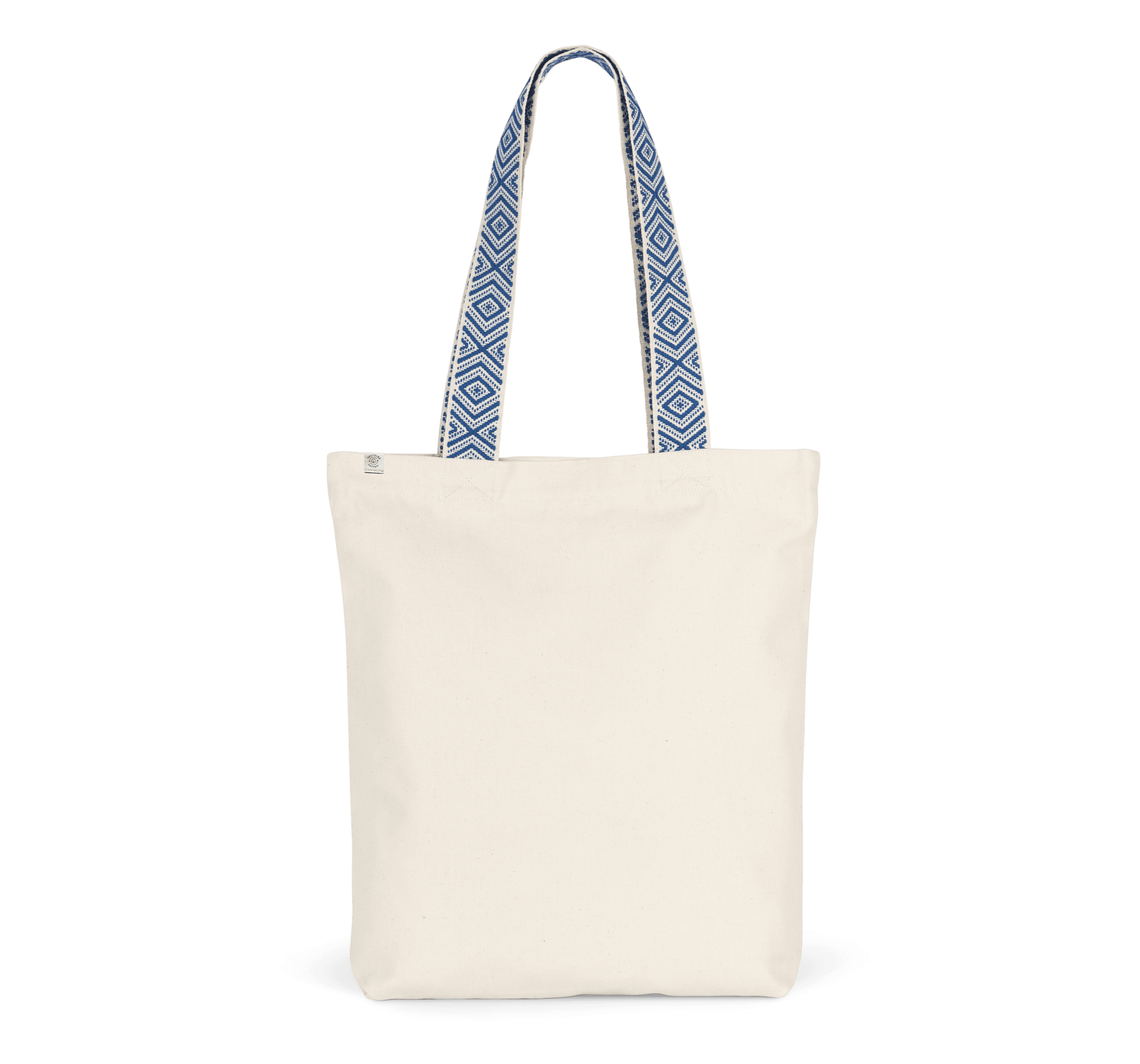 Sac shopping recyclé — coloris Ecume / Ethnic Blue (Blanc)