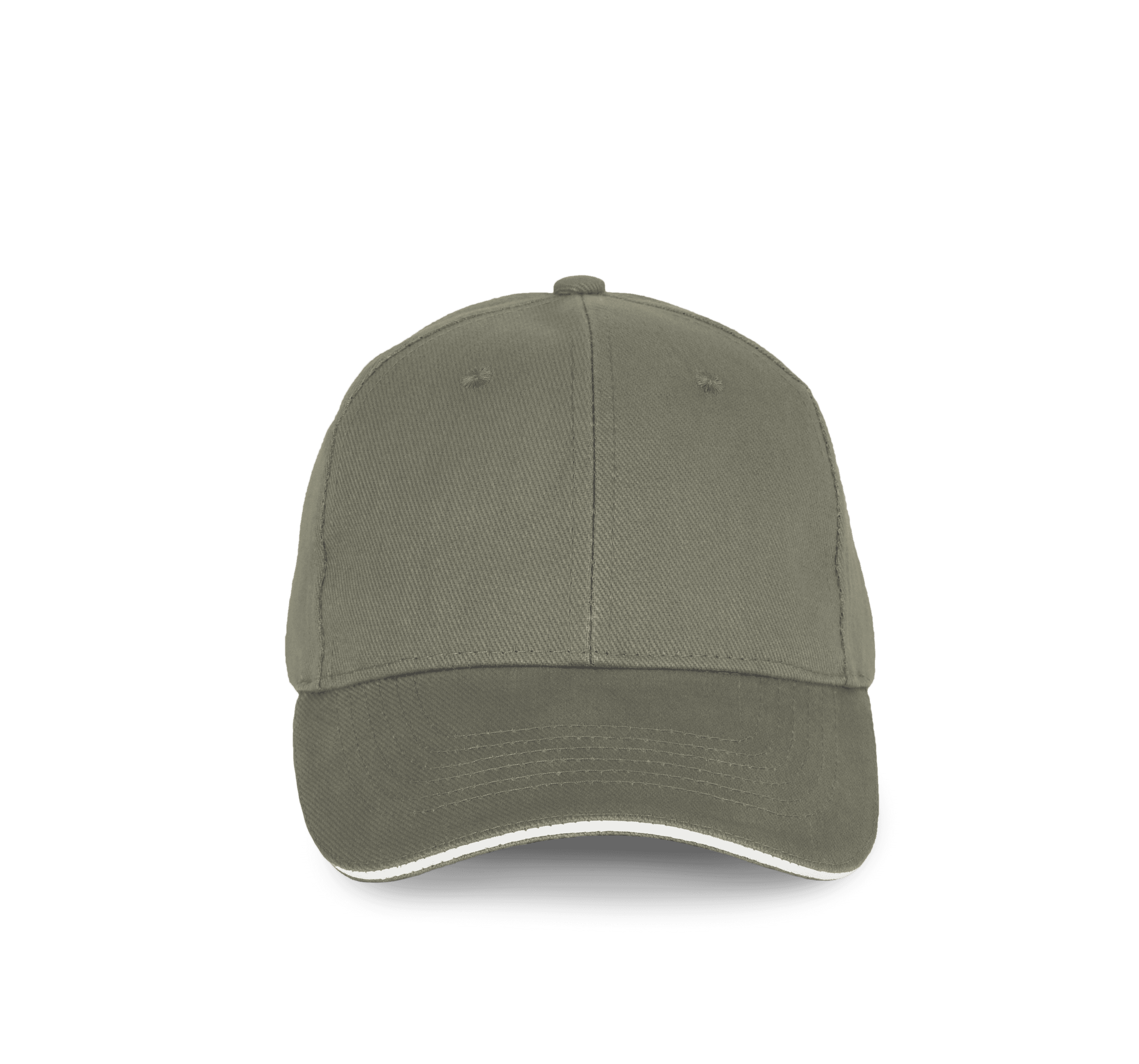 Casquette en coton biologique à sandwich contrasté - 6 panneaux — coloris Almond Green / Ivory (Vert)