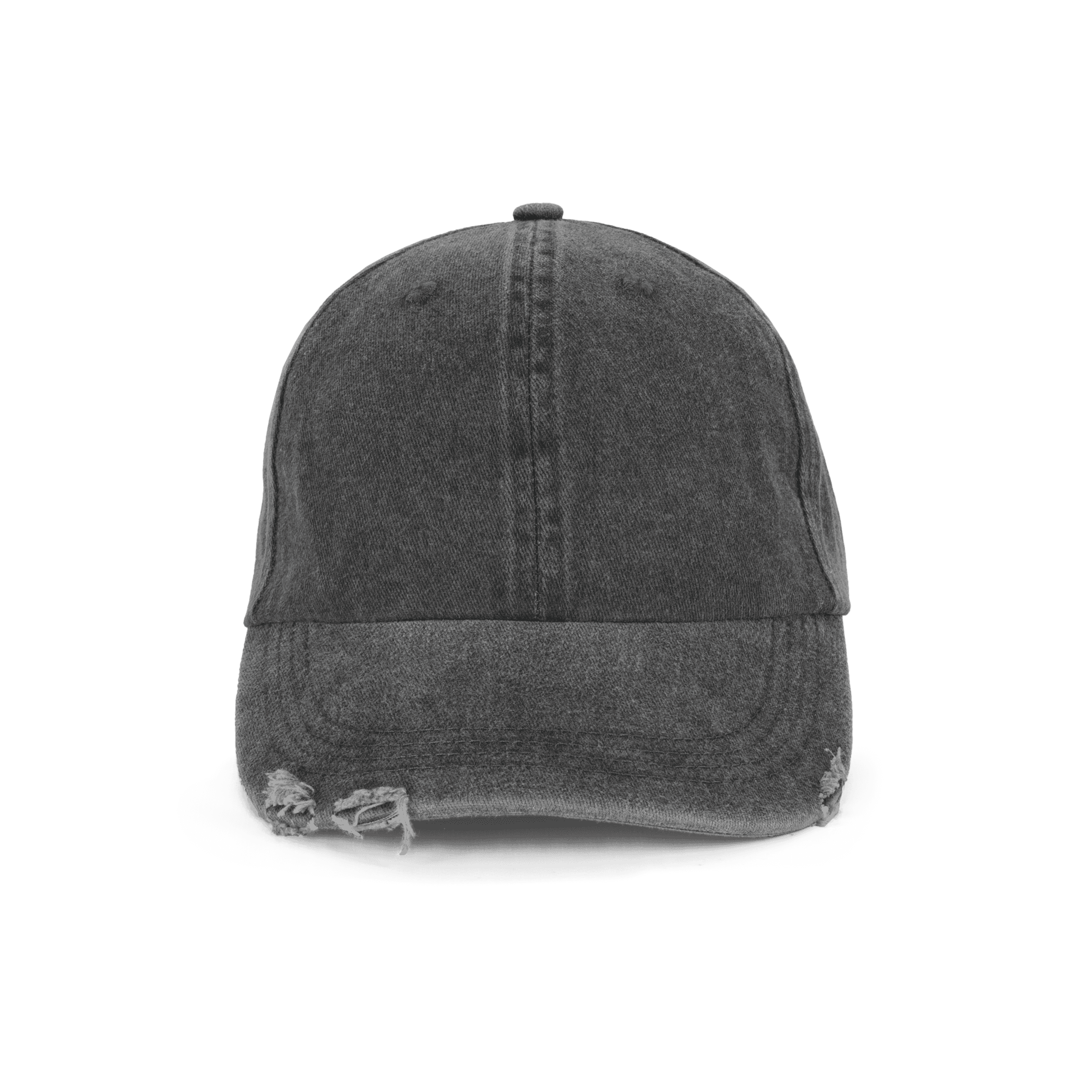 Casquette vintage effet déchiré - 6 panneaux — coloris Washed Black (Noir)