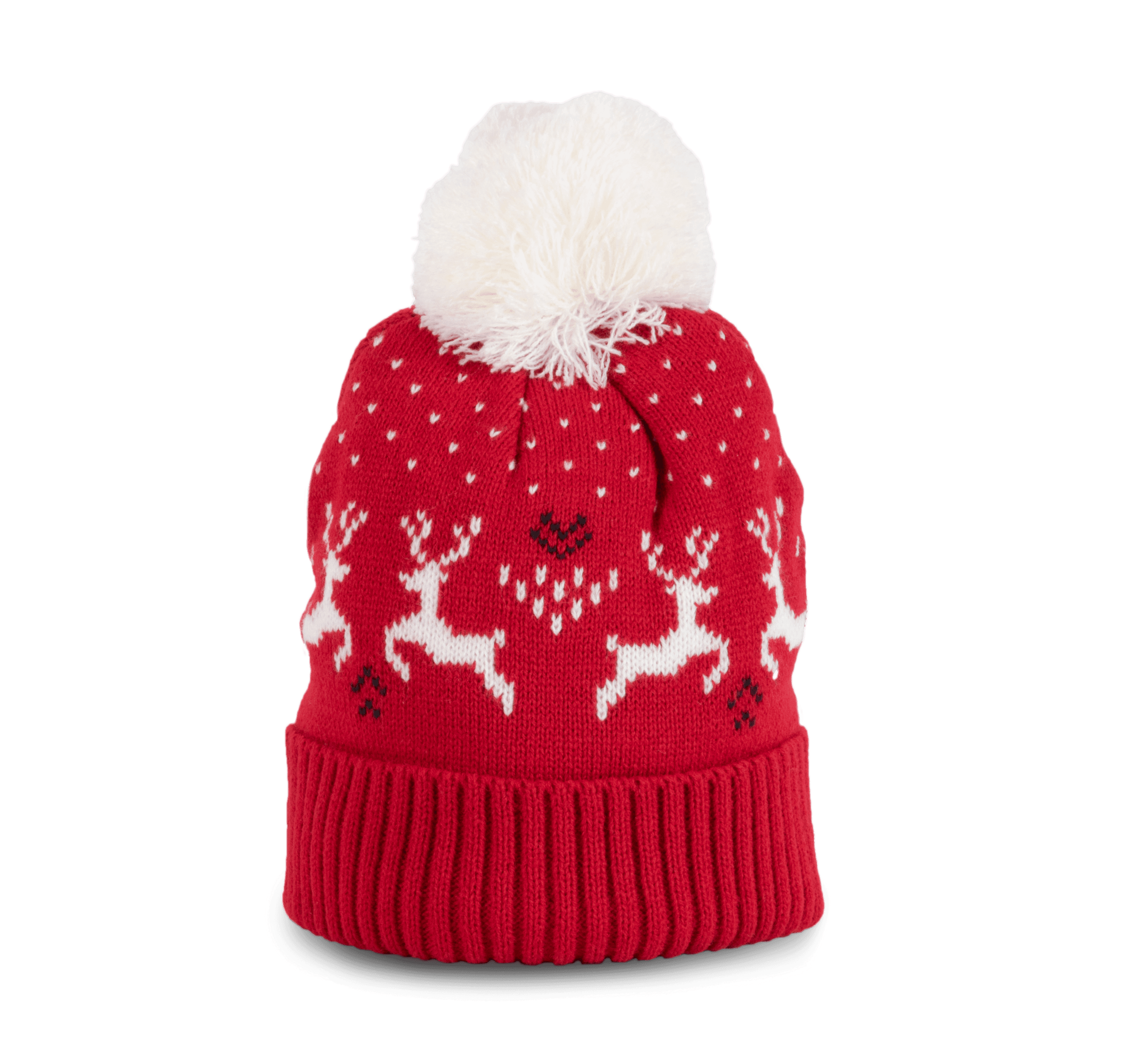 Bonnet de Noël motifs rennes — coloris Cherry Red / Natural (Rouge)