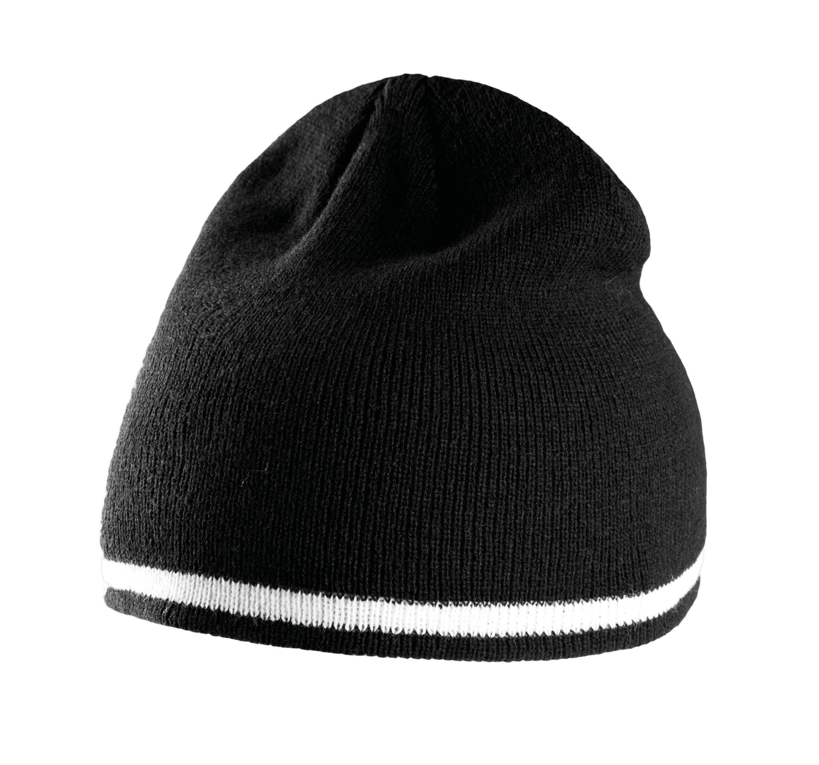 Bonnet bande bicolore contrastée — coloris Black / White / Black (Noir)