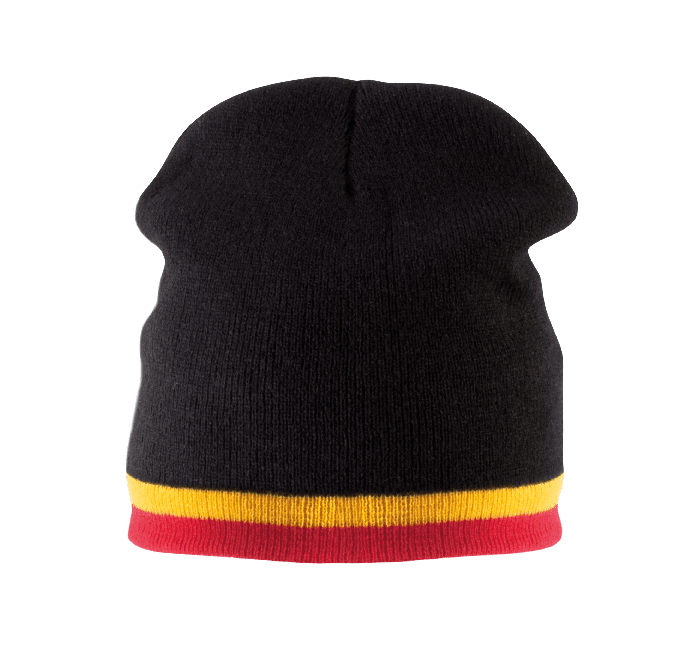 Bonnet bande bicolore contrastée — coloris Black / Yellow / Red (Noir)