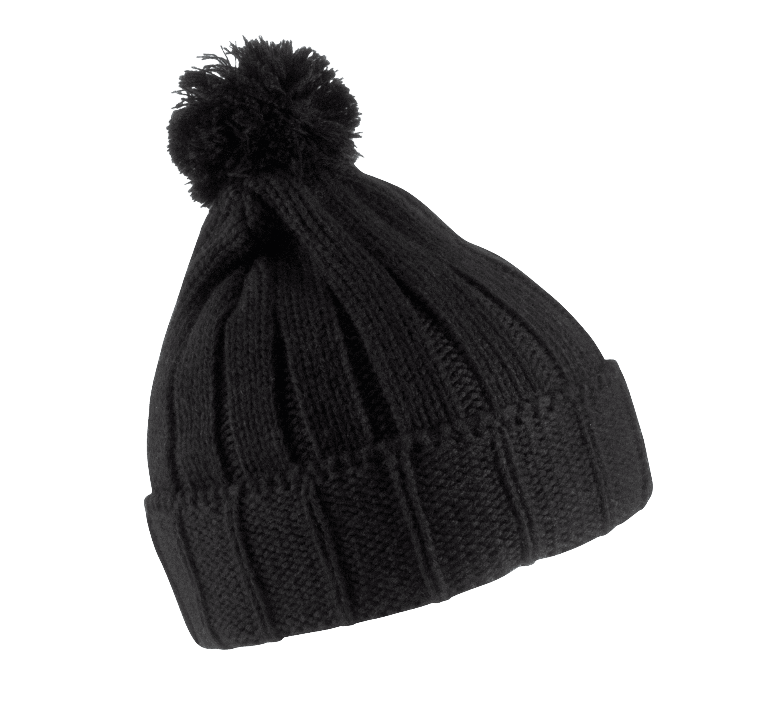 Bonnet à pompon avec revers — coloris Black (Noir)