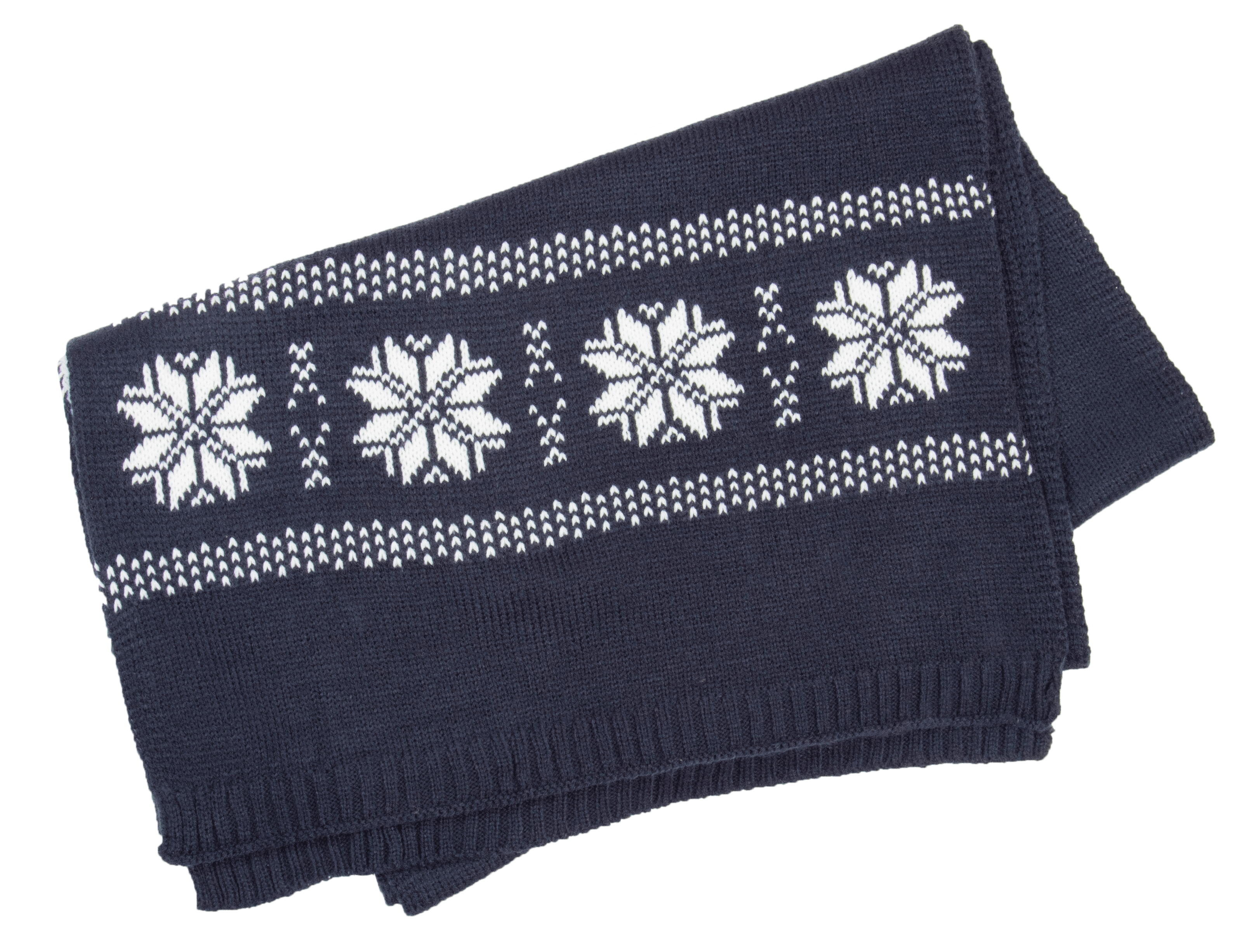 Echarpe de Noël tricotée motif étoiles — coloris Night Navy (Bleu)