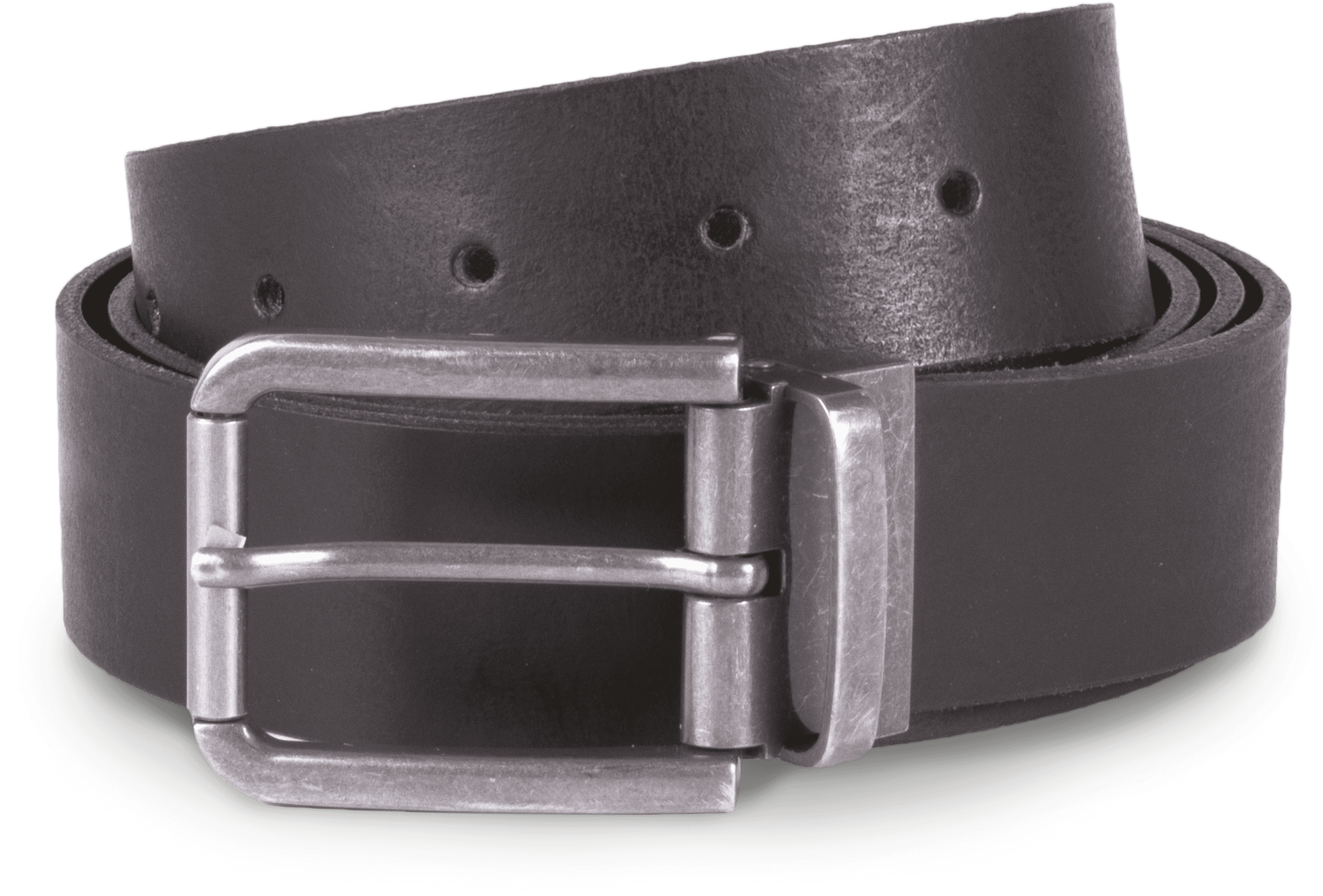 Ceinture en cuir à bord franc - 35 mm — coloris Black (Noir)