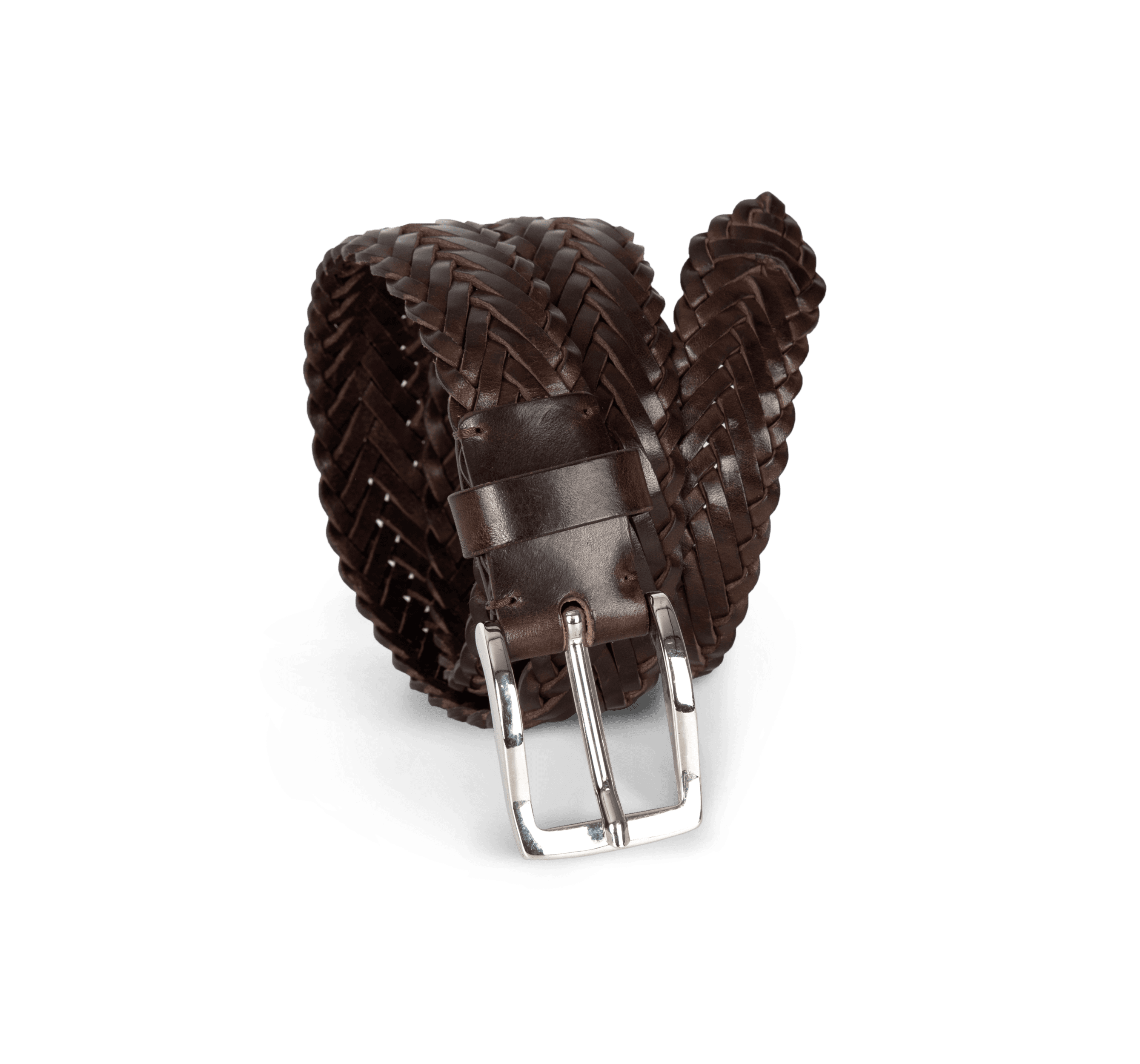 Ceinture tressée en cuir — coloris Dark Brown (Marron)