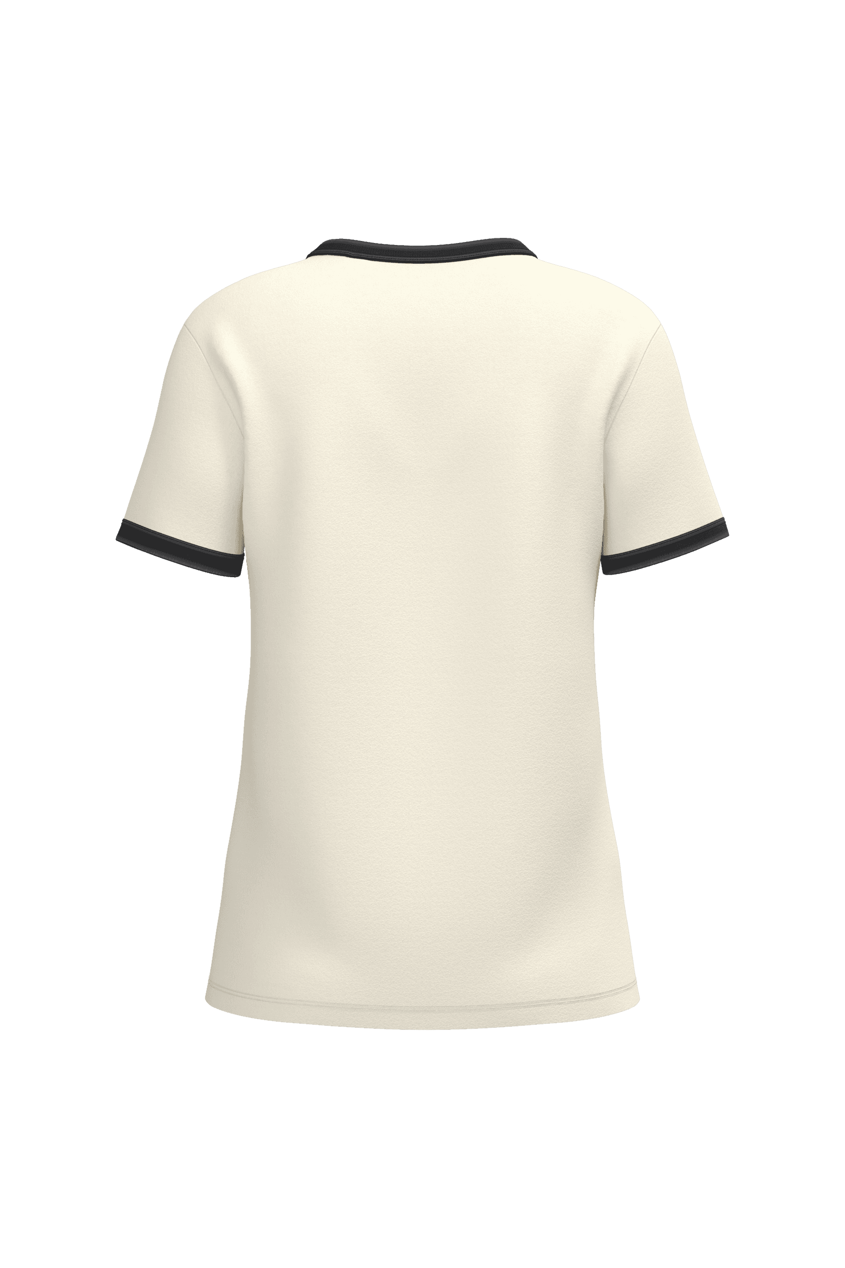 T-shirt ringer écoresponsable à bords contrastés effet délavé femme — coloris Ivory / Washed black (Blanc)