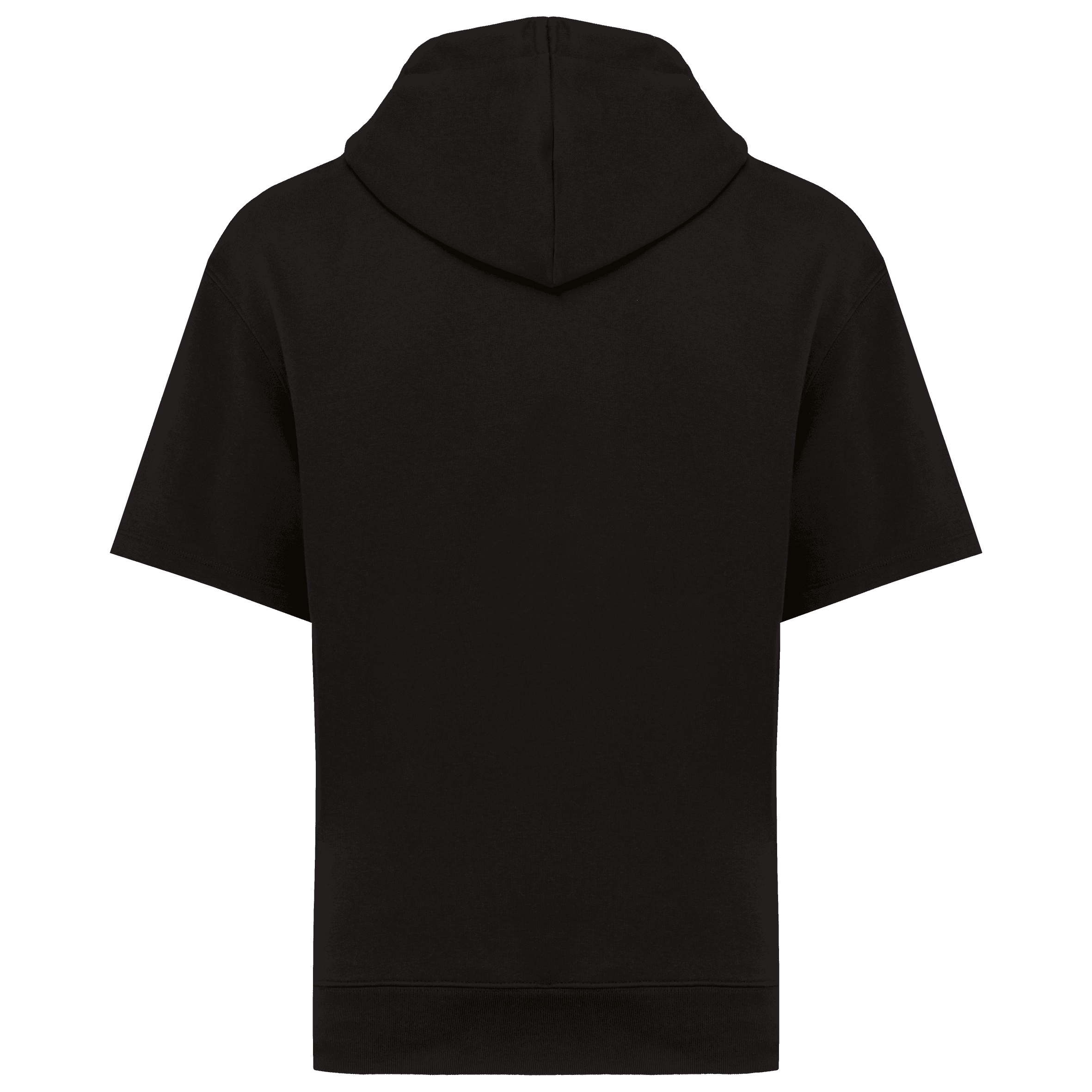 Sweat-shirt écoresponsable à capuche à épaules tombantes manches courtes French Terry unisexe — coloris Black (Noir)