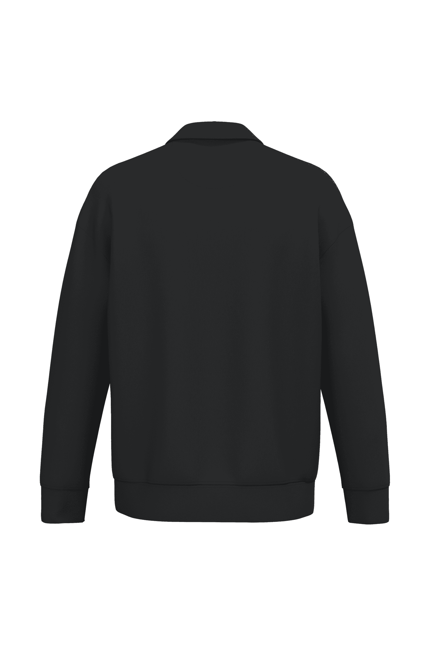 Sweat-shirt écoresponsable quart zip col polo à épaules tombantes unisexe — coloris Black (Noir)