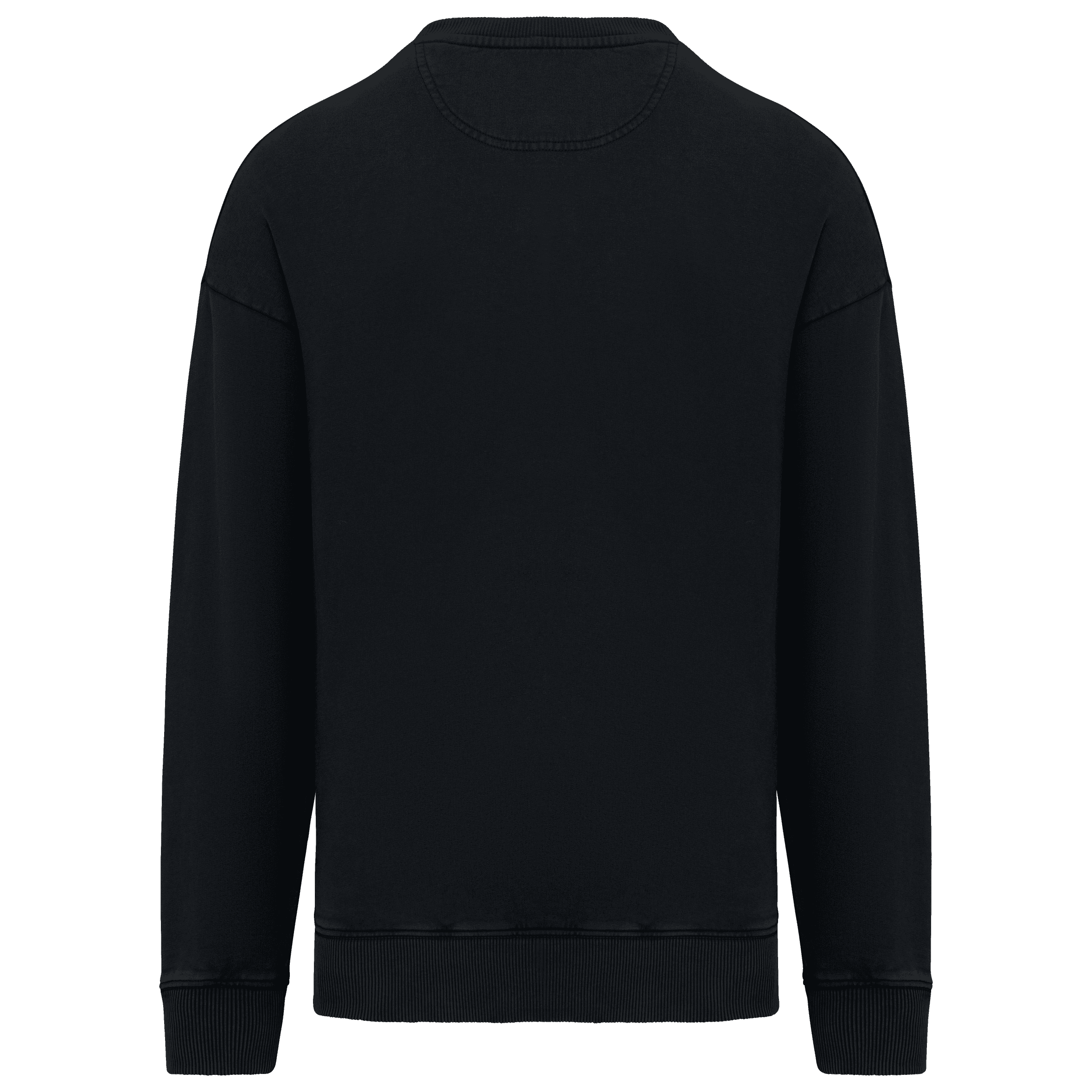 Sweat-shirt écoresponsable à col rond délavé oversize unisexe — coloris Washed black (Noir)