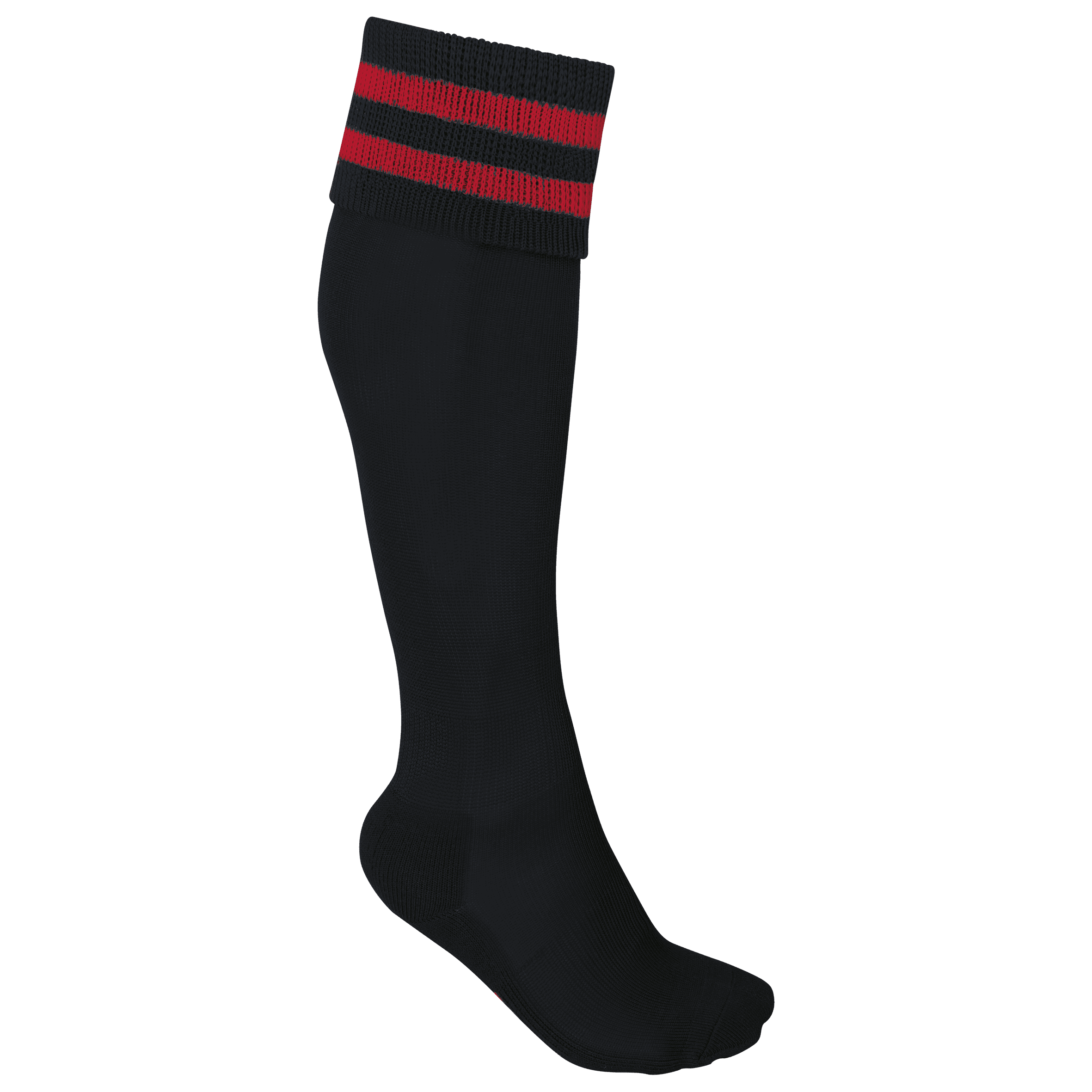 Chaussettes de sport rayées unisexe — coloris Black / Sporty Red (Noir)