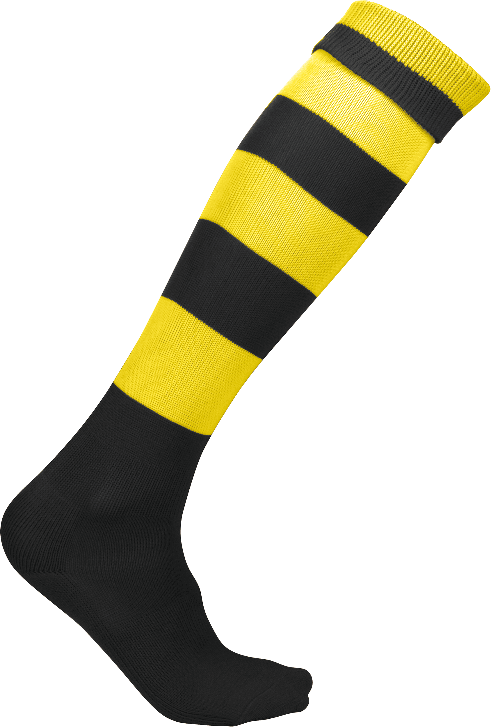 Chaussettes de sport cerclées unisexe — coloris Black / Sporty Yellow (Noir)