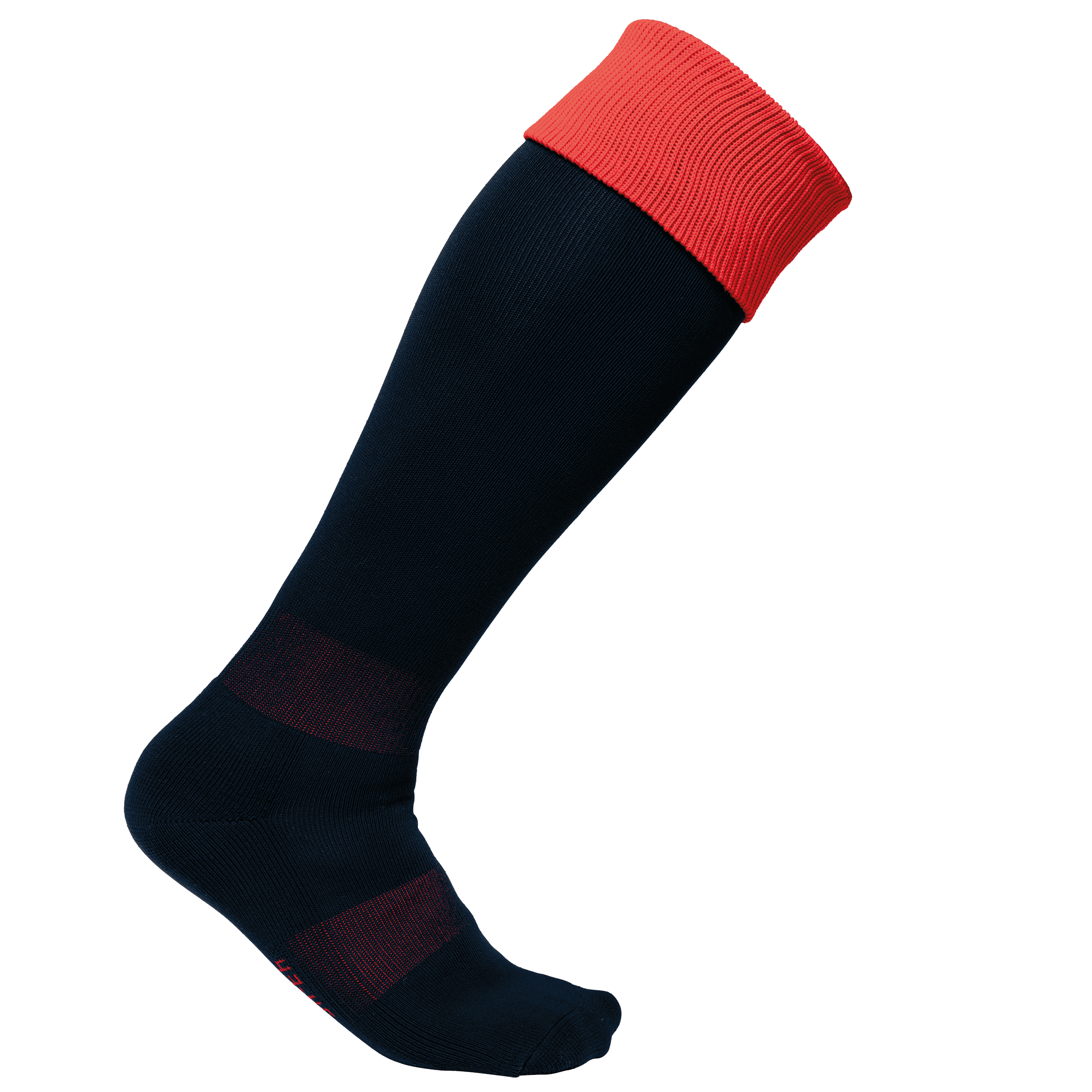 Chaussettes de sport bicolores unisexe — coloris Black / Sporty Red (Noir)