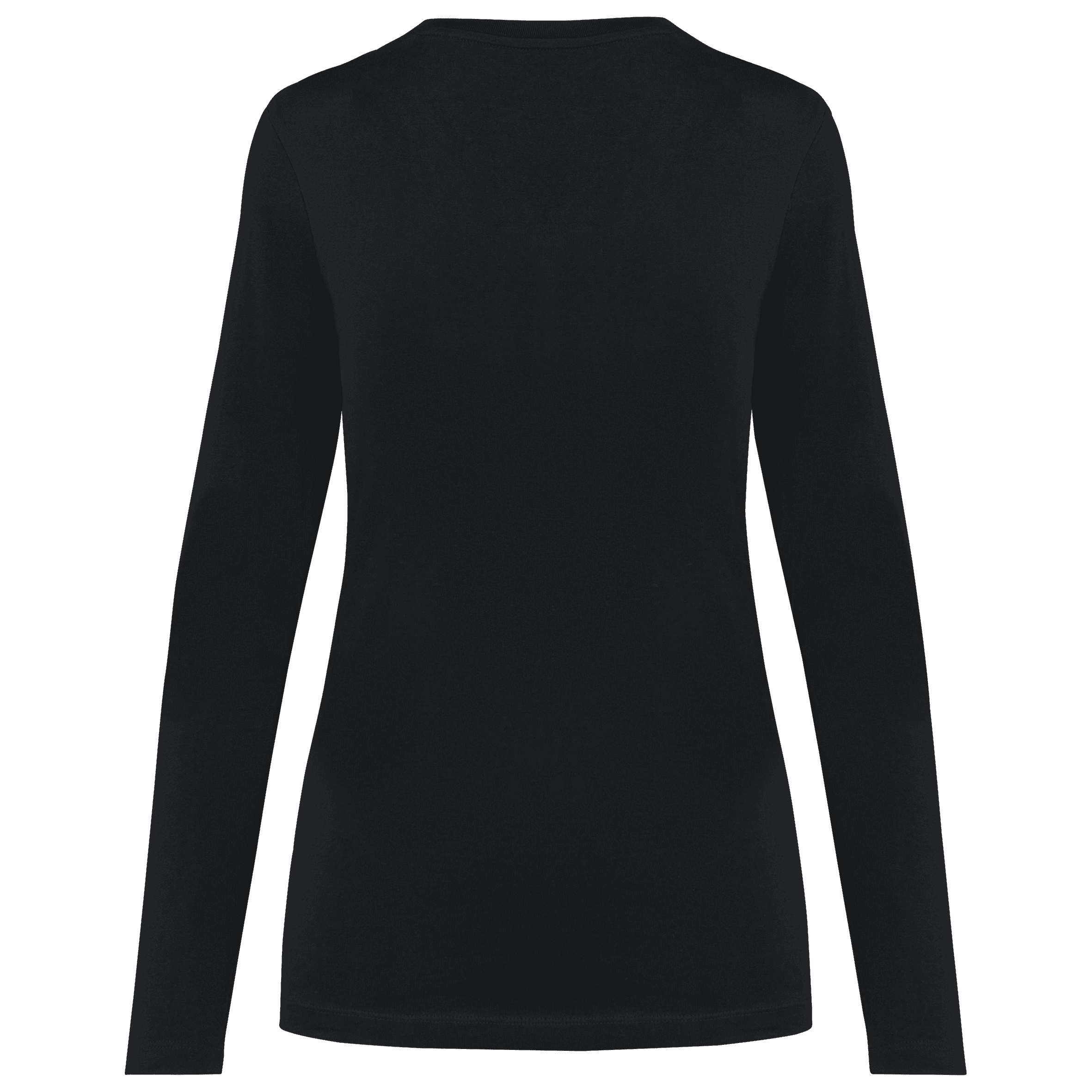 T-shirt Supima® col V manches longues femme — coloris Black (Noir)