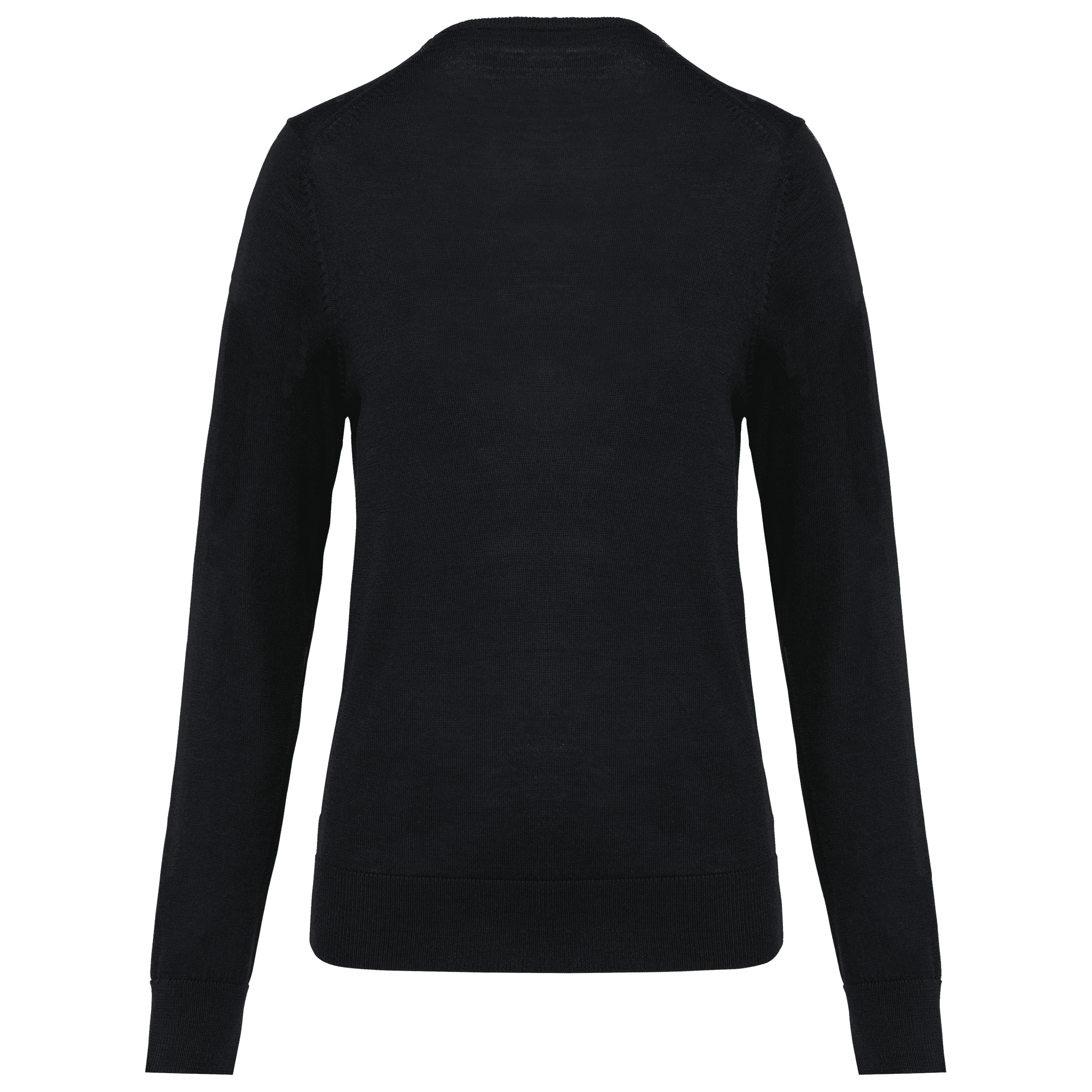 Pull Mérinos col V femme — coloris Black (Noir)