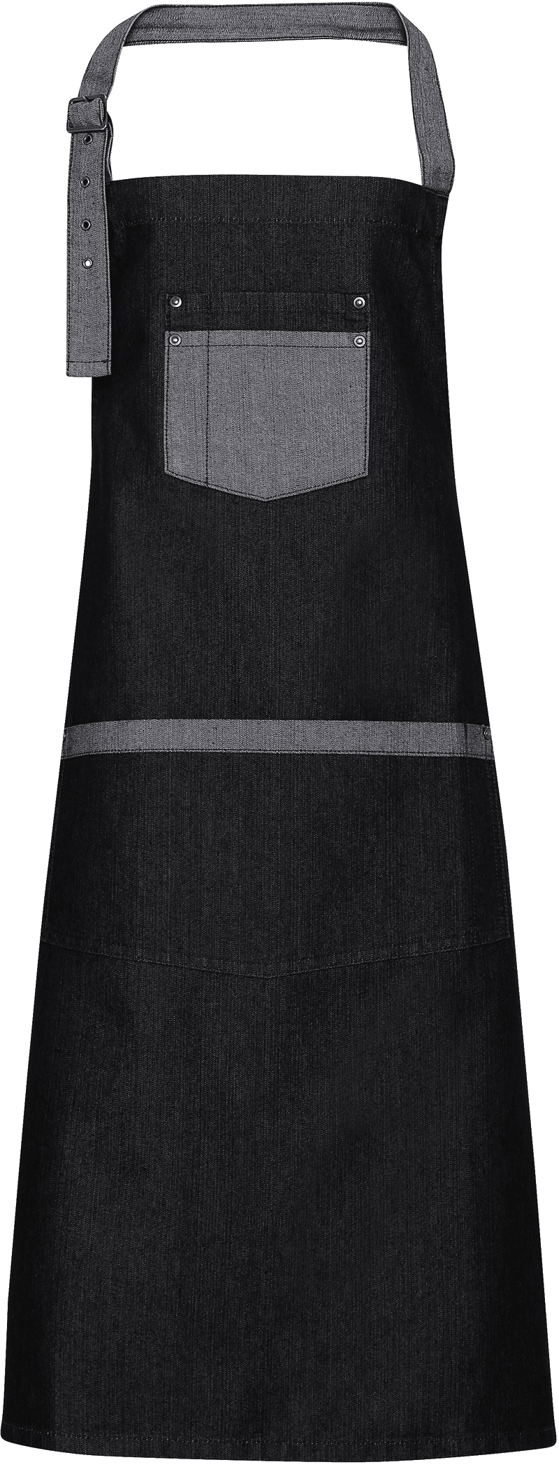 Tablier Denim à bavette "Domain" — coloris Black Denim (Noir)